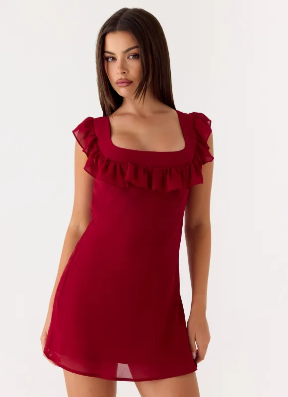 Malina Mini Dress - Deep Red sold by Peppermayo