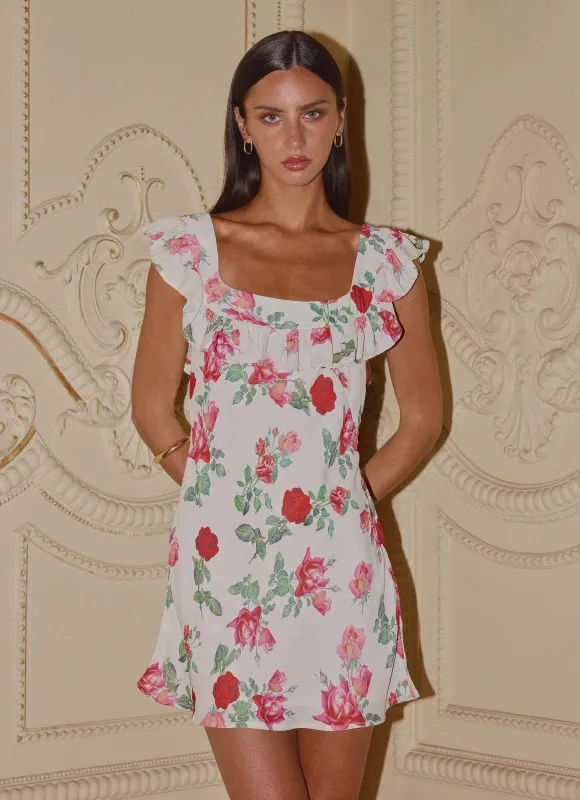 Malina Mini Dress - Ivory Bloom made by Peppermayo