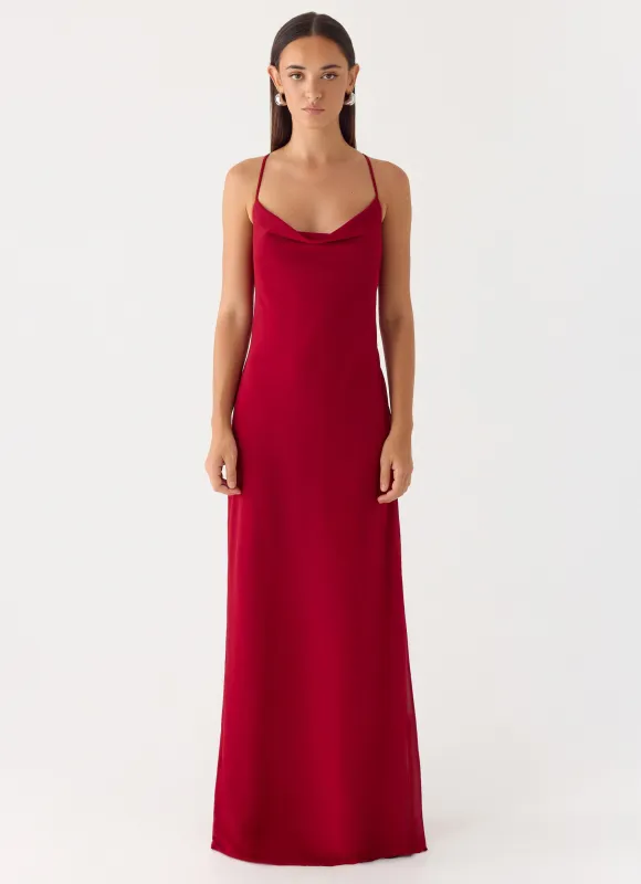 Saria Maxi Dress - Deep Red sold by Peppermayo