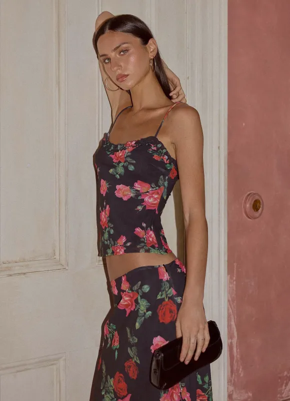 Kahlo Top - Midnight Bloom sold by Peppermayo