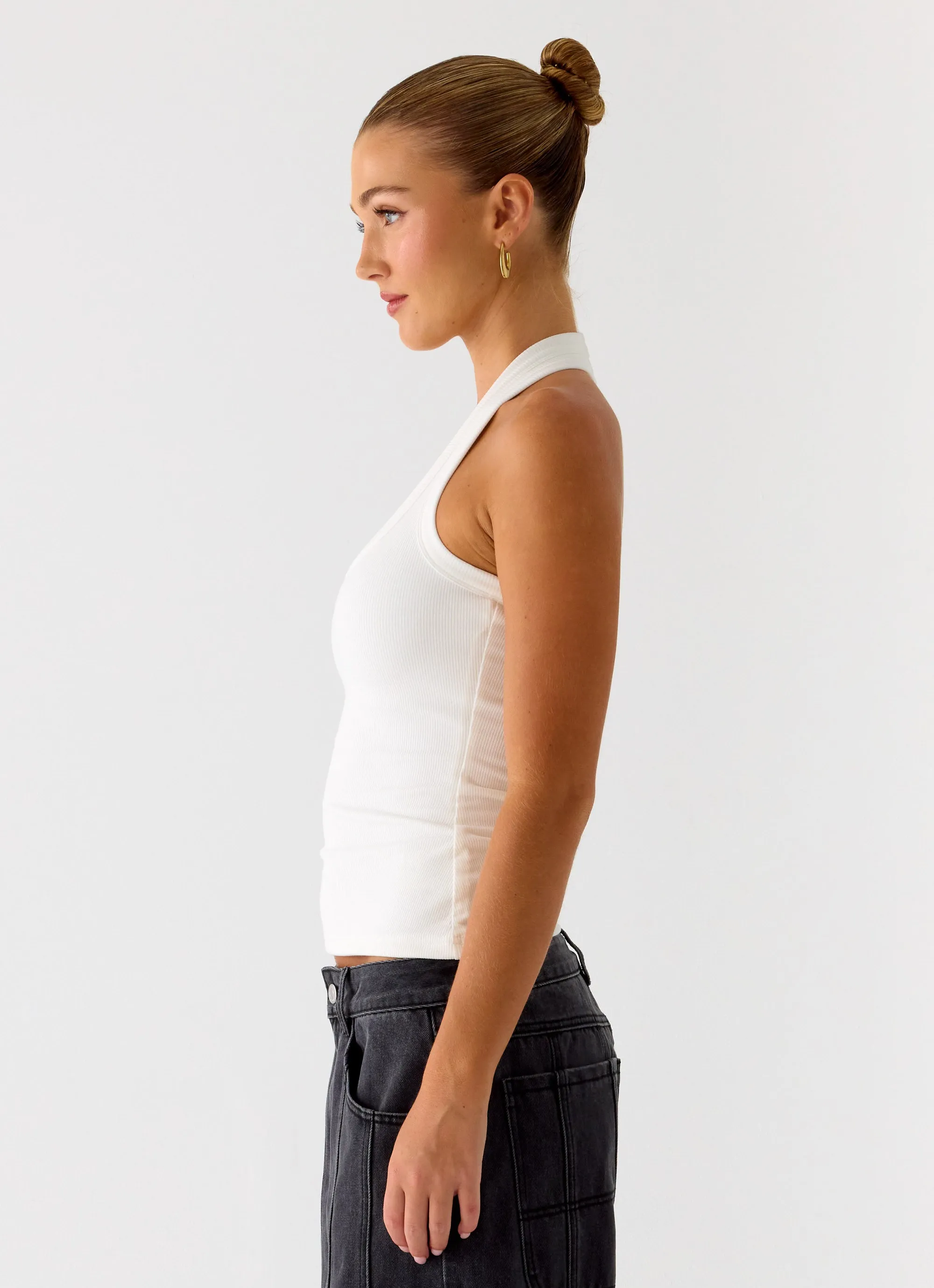 Nauton Ribbed Halter Top - White sold by Peppermayo product image thumbnail 2