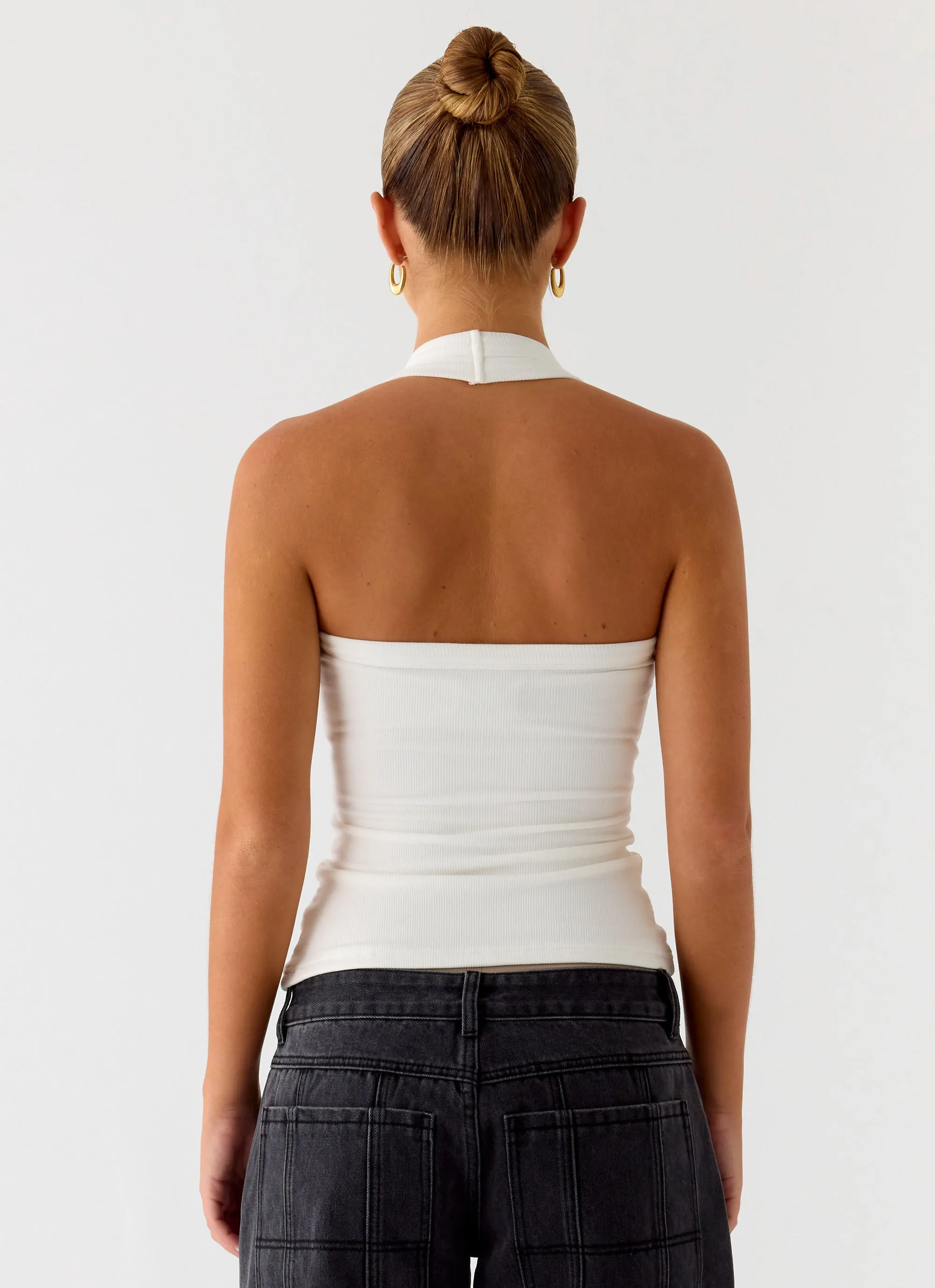 Nauton Ribbed Halter Top - White sold by Peppermayo product image thumbnail 3