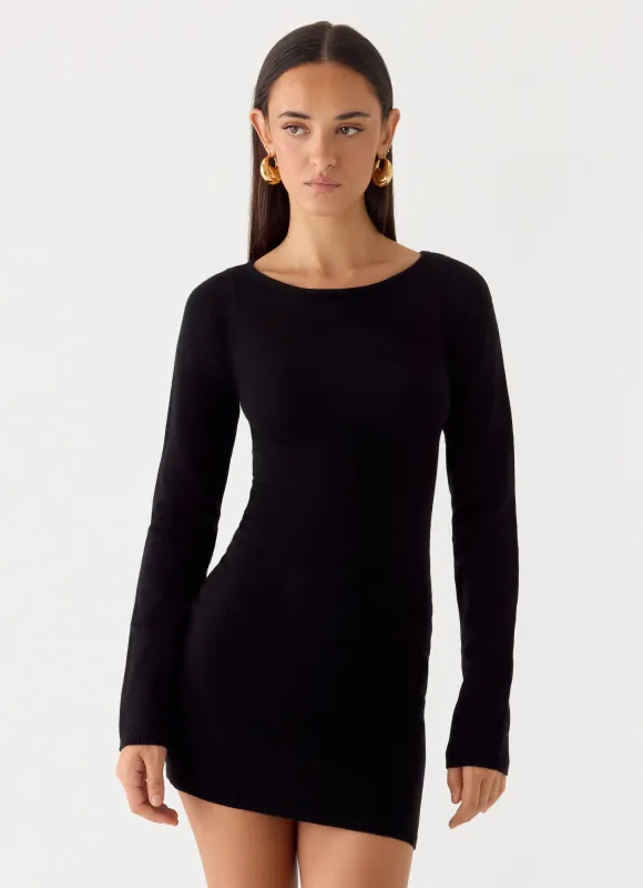 Soft Vision Knit Mini Dress - Black sold by Peppermayo