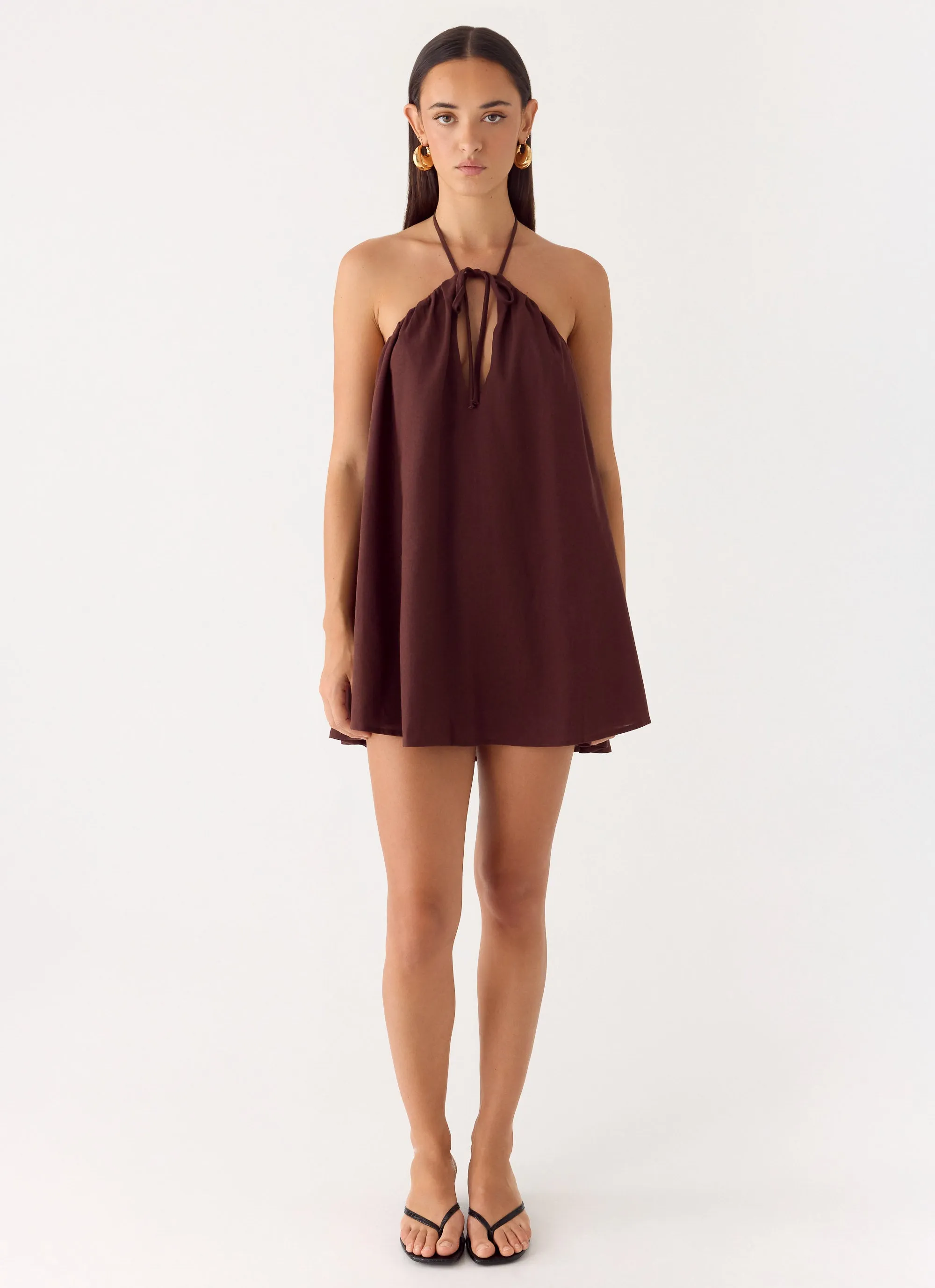 Soft Breeze Linen Mini Dress - Chocolate sold by Peppermayo product image thumbnail 2