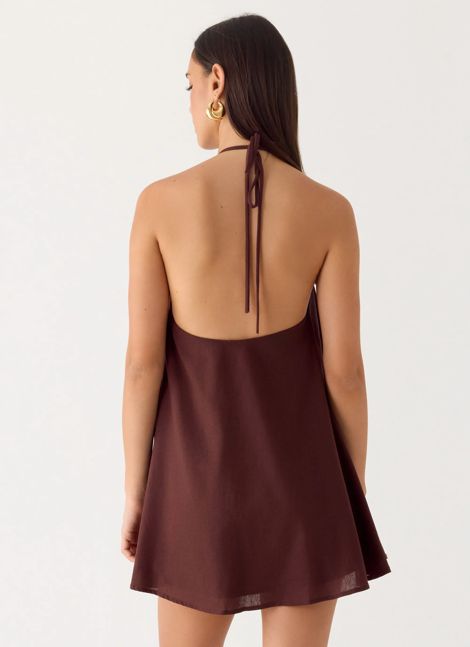 Soft Breeze Linen Mini Dress - Chocolate sold by Peppermayo product image thumbnail 4