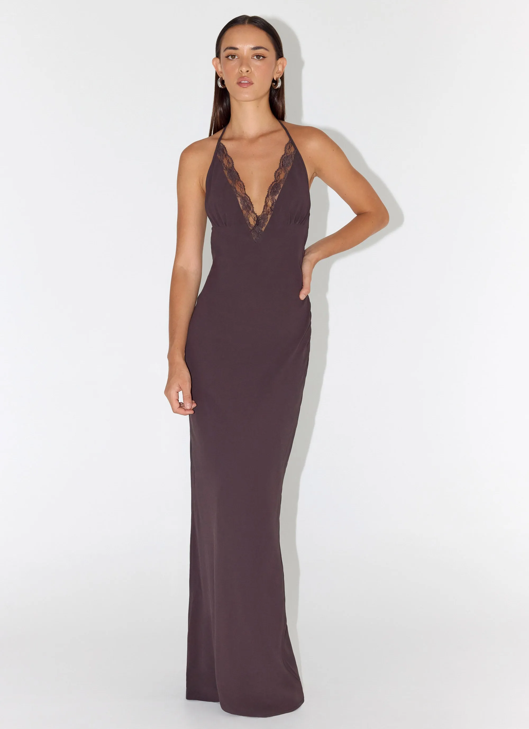 Indya Halter Maxi Dress - Chocolate sold by Peppermayo product image thumbnail 5