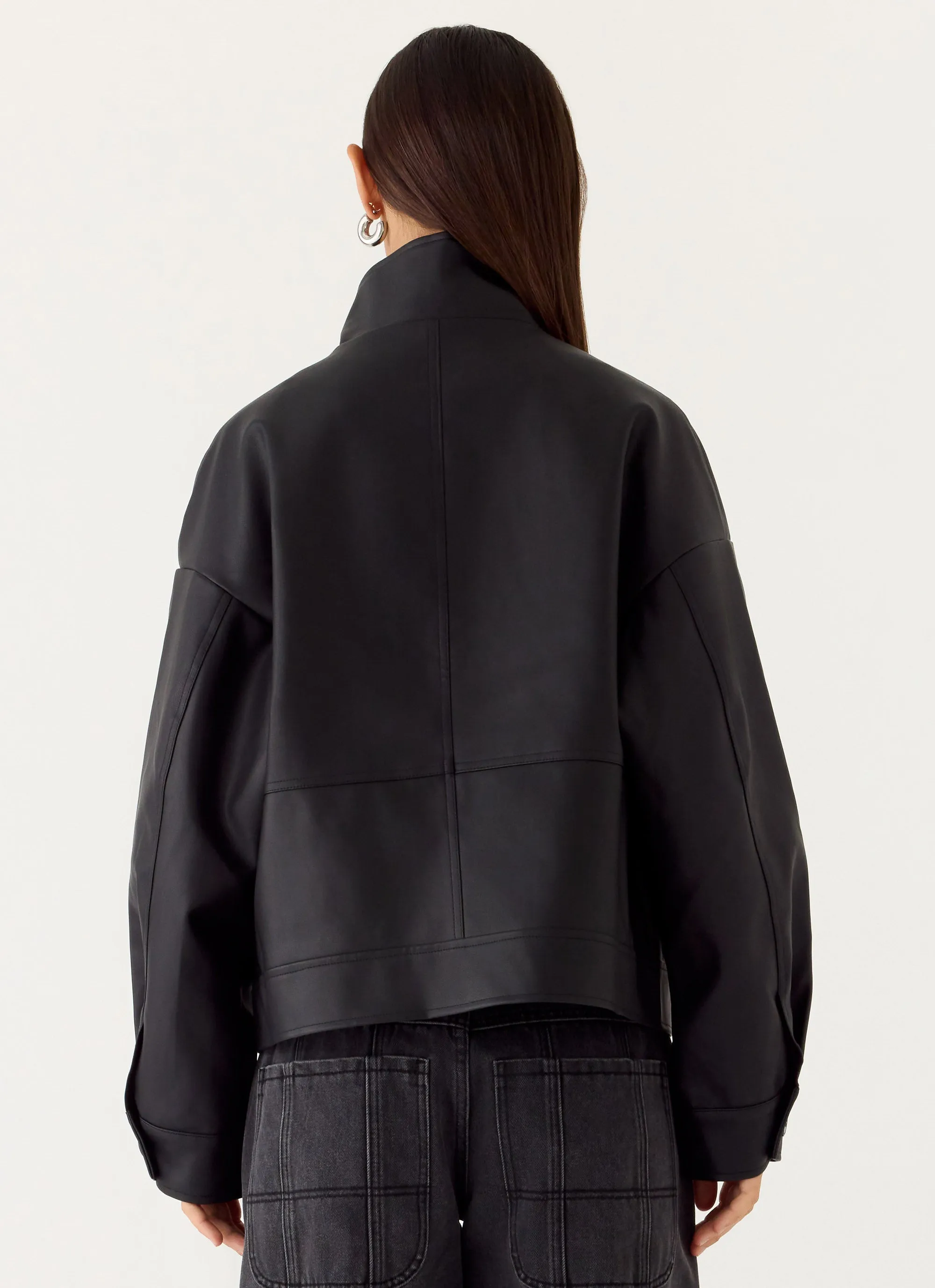 James PU Bomber Jacket - Black sold by Peppermayo product image thumbnail 4
