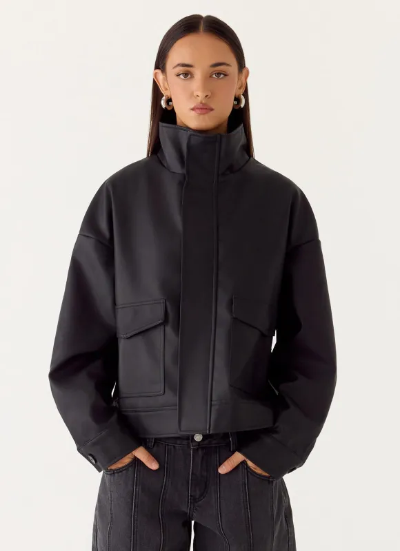 James PU Bomber Jacket - Black sold by Peppermayo