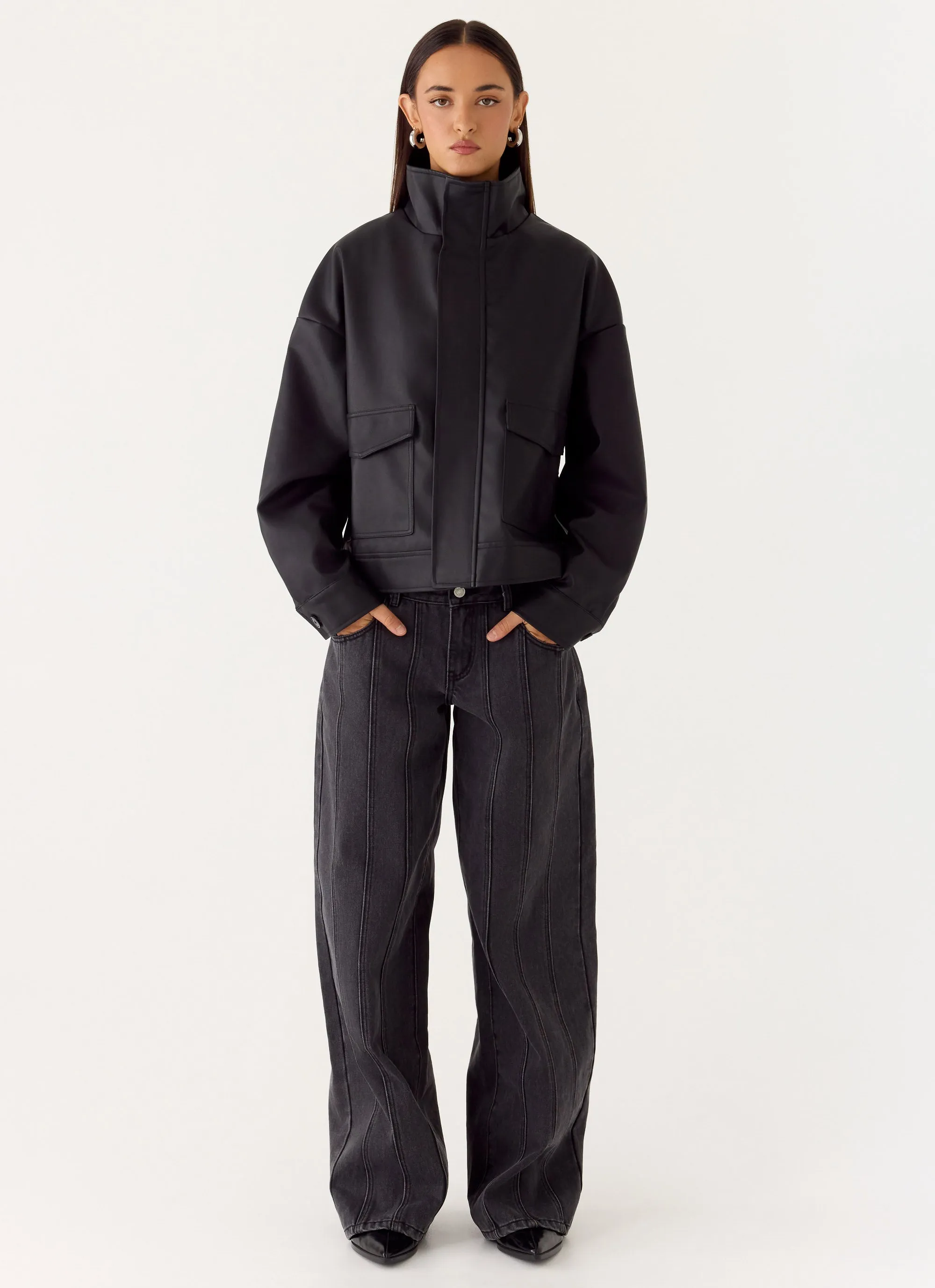 James PU Bomber Jacket - Black sold by Peppermayo product image thumbnail 2