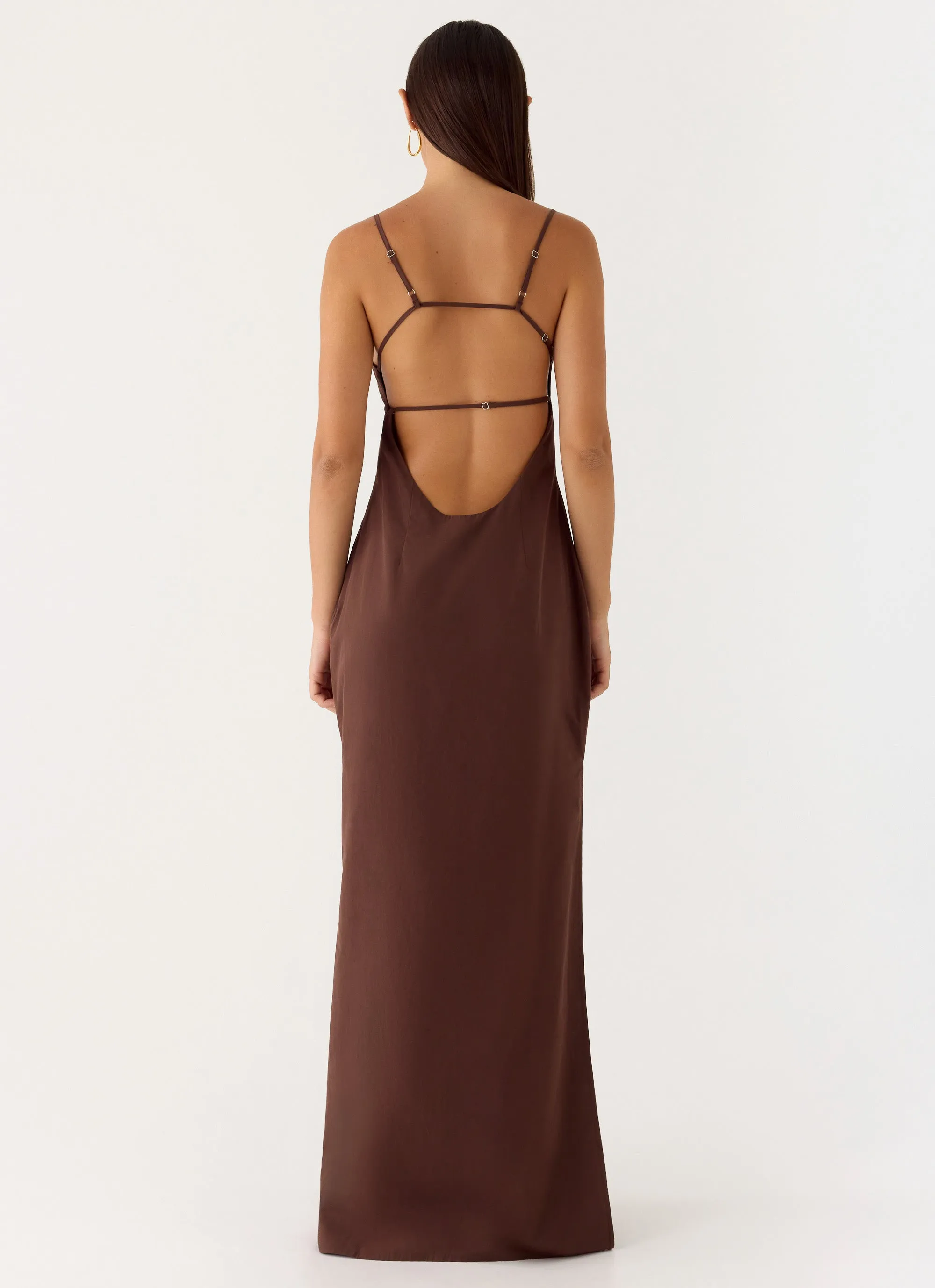 Off The Table Linen Maxi Dress - Chocolate sold by Peppermayo product image thumbnail 3