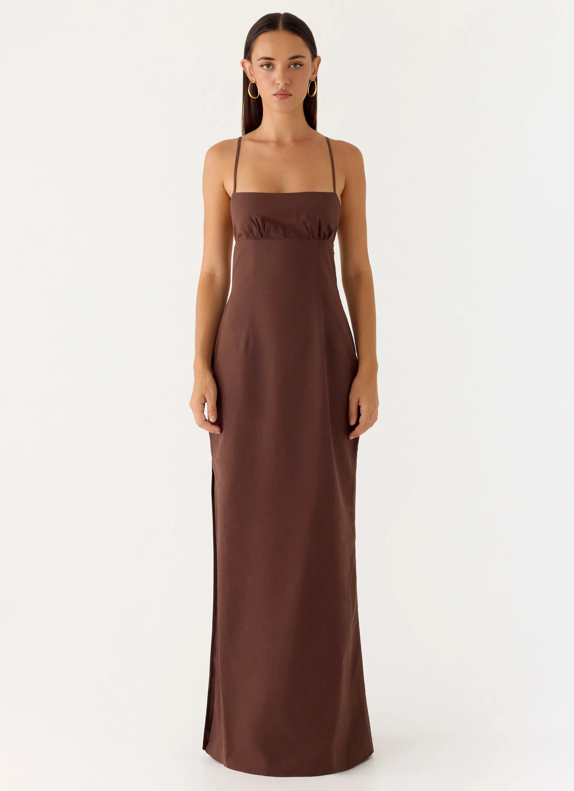 Off The Table Linen Maxi Dress - Chocolate sold by Peppermayo product image thumbnail 2