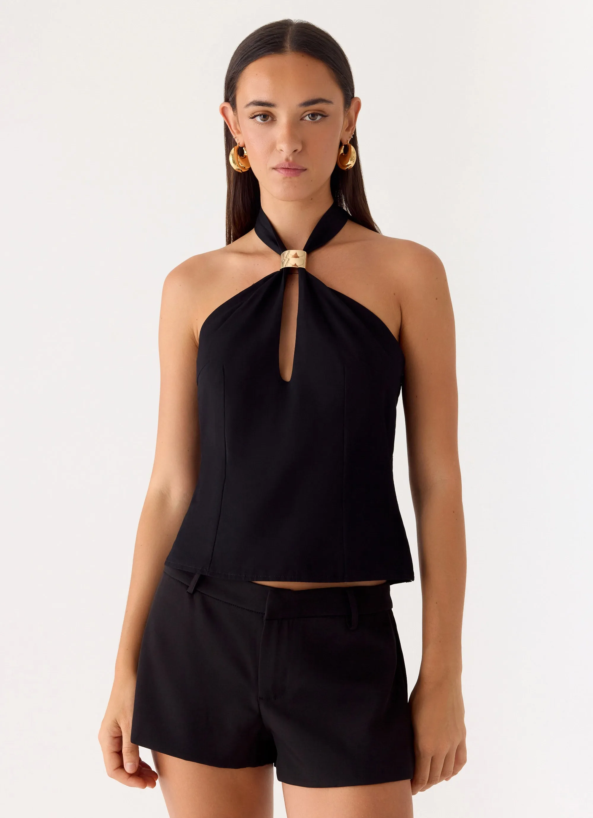 Odetta Halter Top - Black sold by Peppermayo