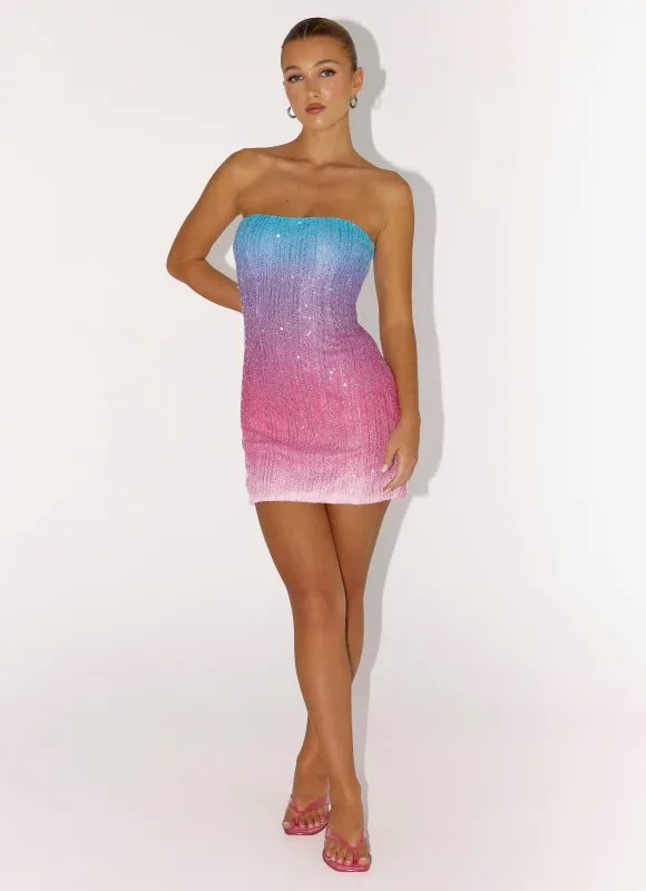 Step Closer Sequin Knit Mini Dress - Disco Ombre sold by Peppermayo