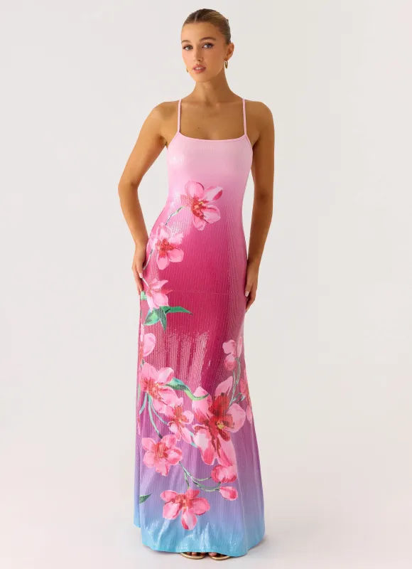Ariaz Sequin Maxi Dress - Ombre Reef sold by Peppermayo