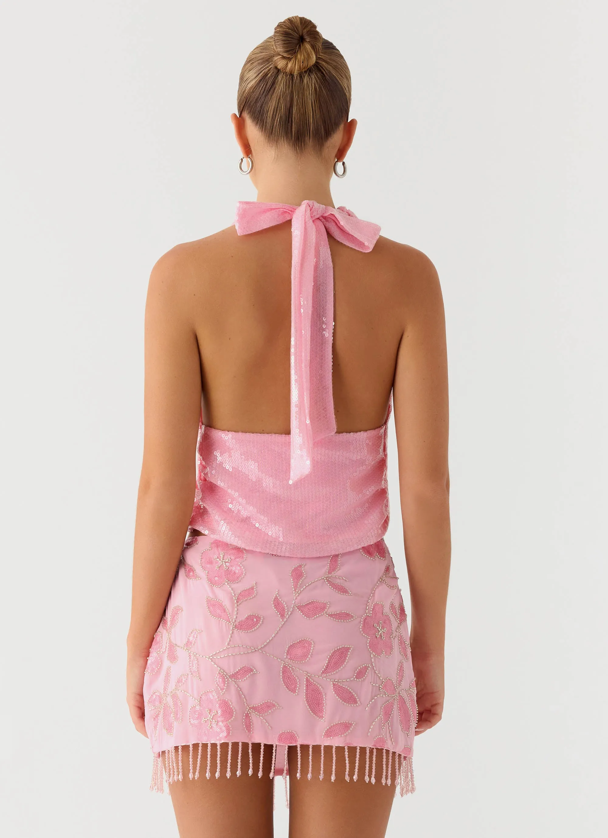 Iglesias Beaded Sequin Mini Skirt - Pink sold by Peppermayo product image thumbnail 3