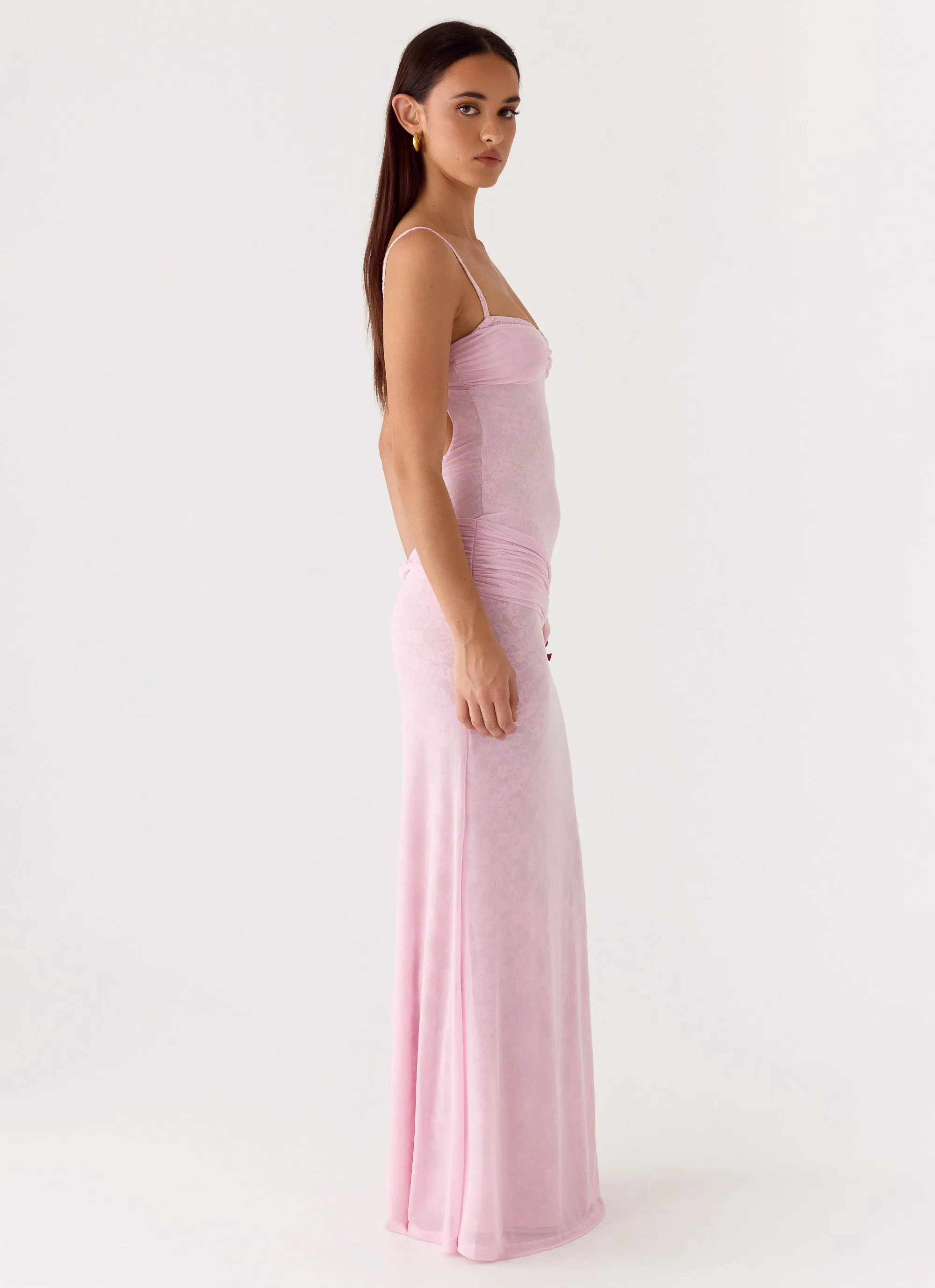 Natty Lace Mesh Maxi Dress - Petal Pink sold by Peppermayo product image thumbnail 2