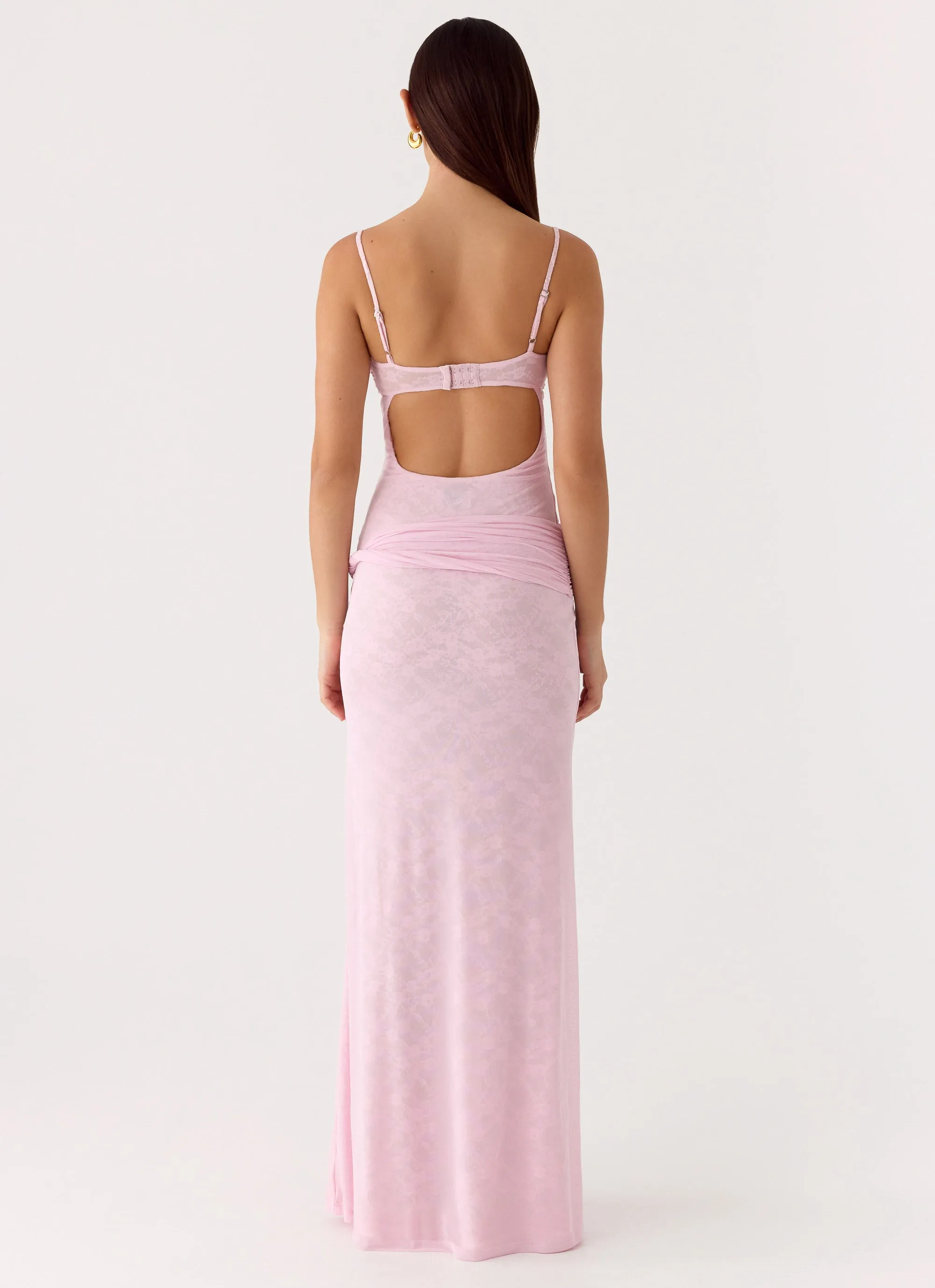 Natty Lace Mesh Maxi Dress - Petal Pink sold by Peppermayo product image thumbnail 3