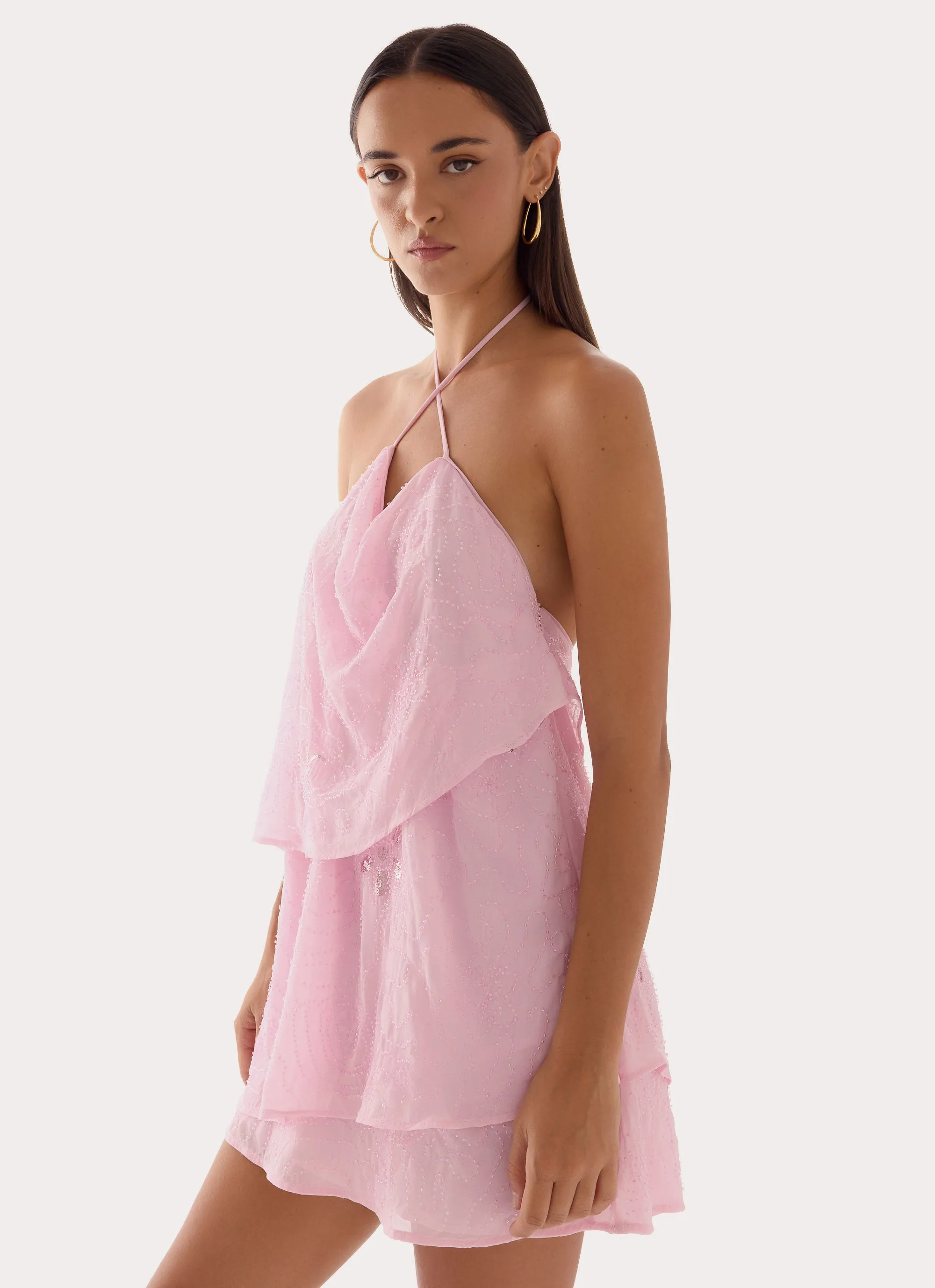 On The Go Beaded Mini Dress - Pink sold by Peppermayo product image thumbnail 5