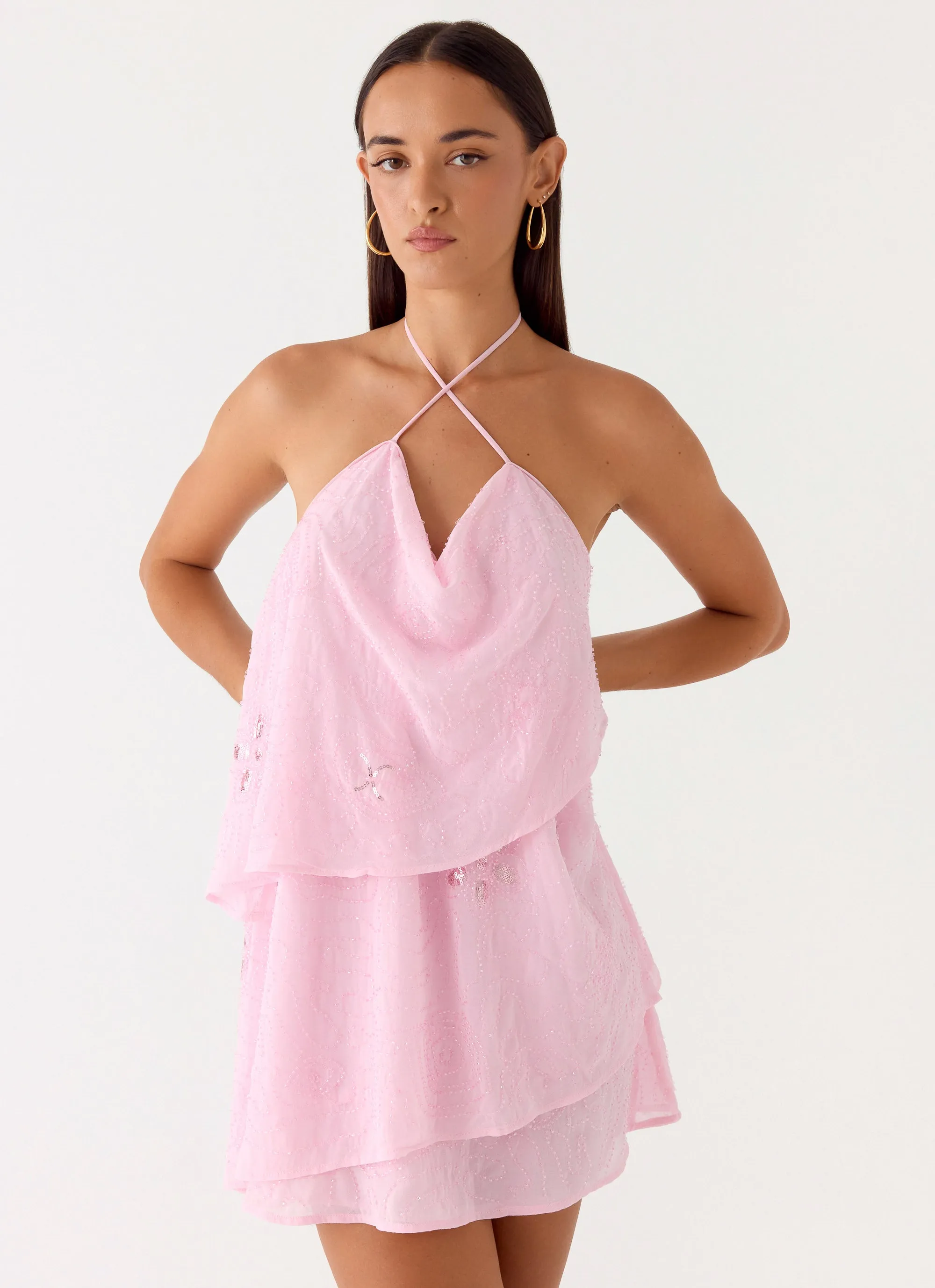 On The Go Beaded Mini Dress - Pink sold by Peppermayo product image thumbnail 4
