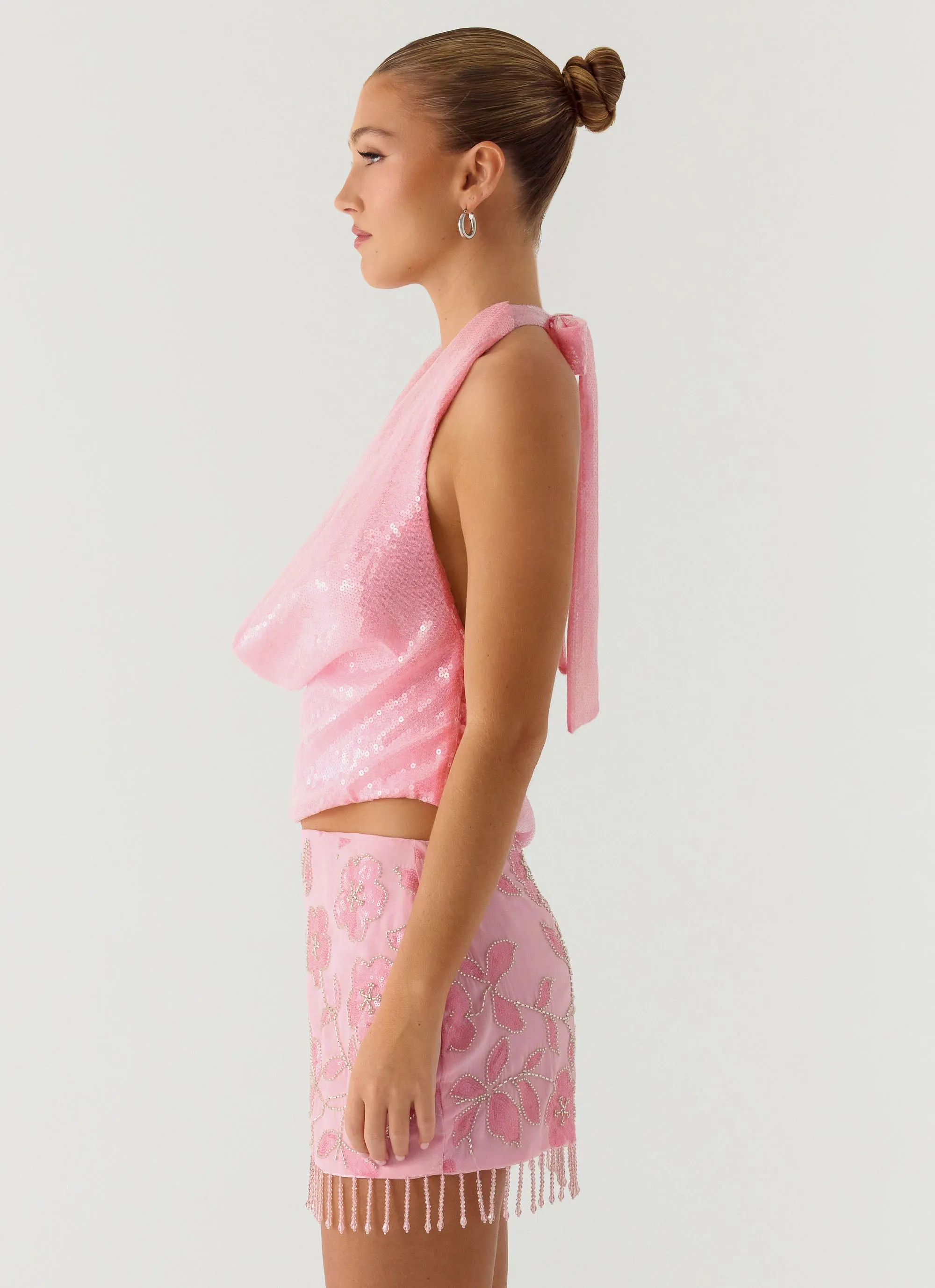 Hollie Sequin Cowl Top - Pink sold by Peppermayo product image thumbnail 2