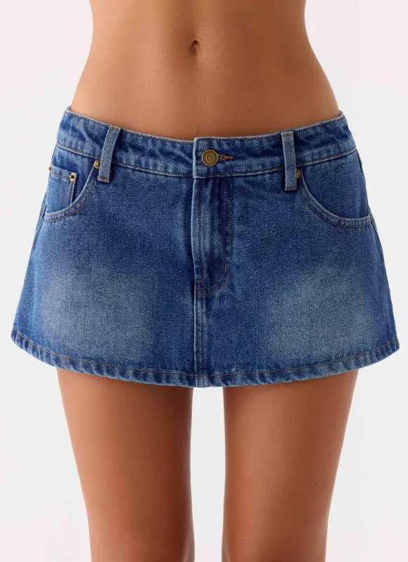 Sebastian Low Rise Denim Mini Skort - Blue Wash made by Peppermayo