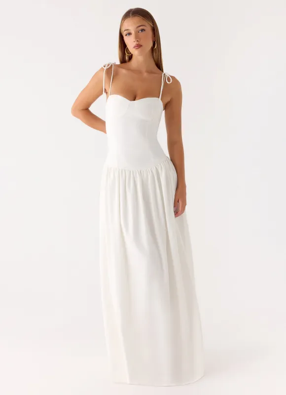Giovanna Linen Maxi Dress - White sold by Peppermayo