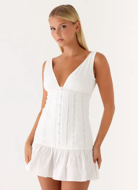 Gretel Mini Dress - White sold by Peppermayo