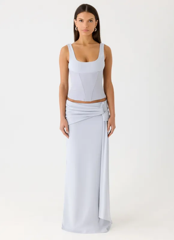 Romana Maxi Skirt - Misty Blue sold by Peppermayo