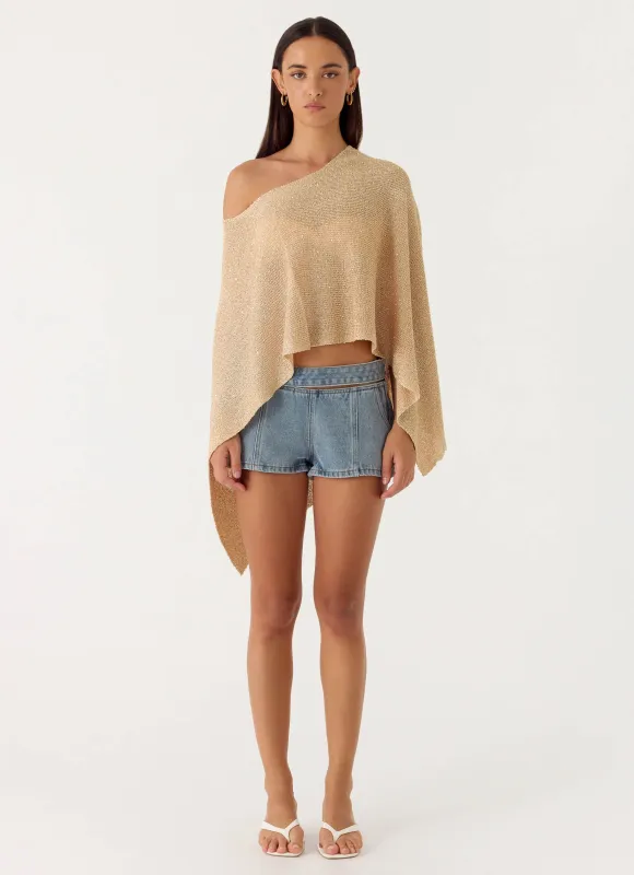 Zaire Infinity Multiway Knit Cape - Shimmer Gold made by Peppermayo