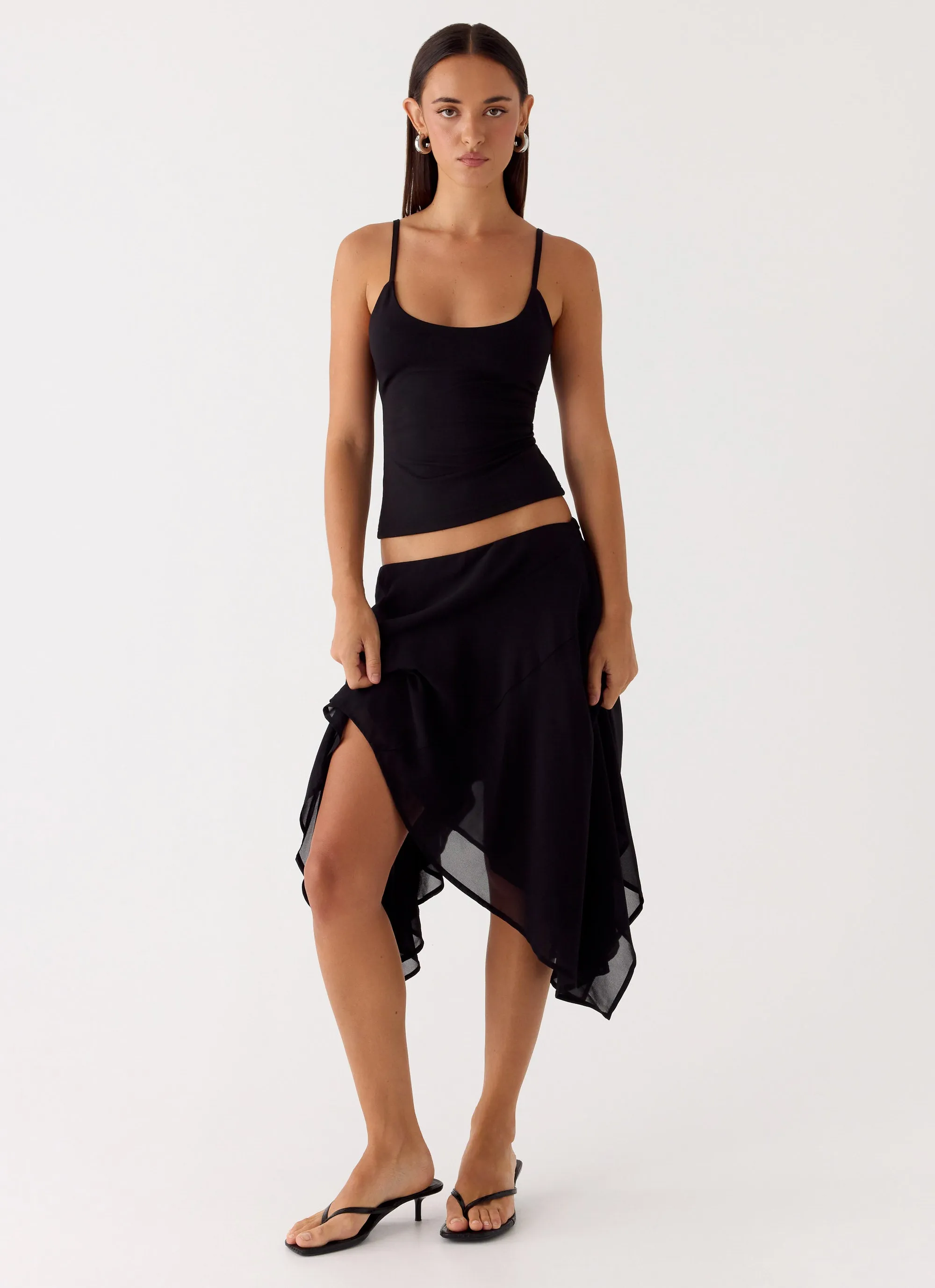 Kia Low Rise Asymmetrical Midi Skirt - Black sold by Peppermayo product image thumbnail 5