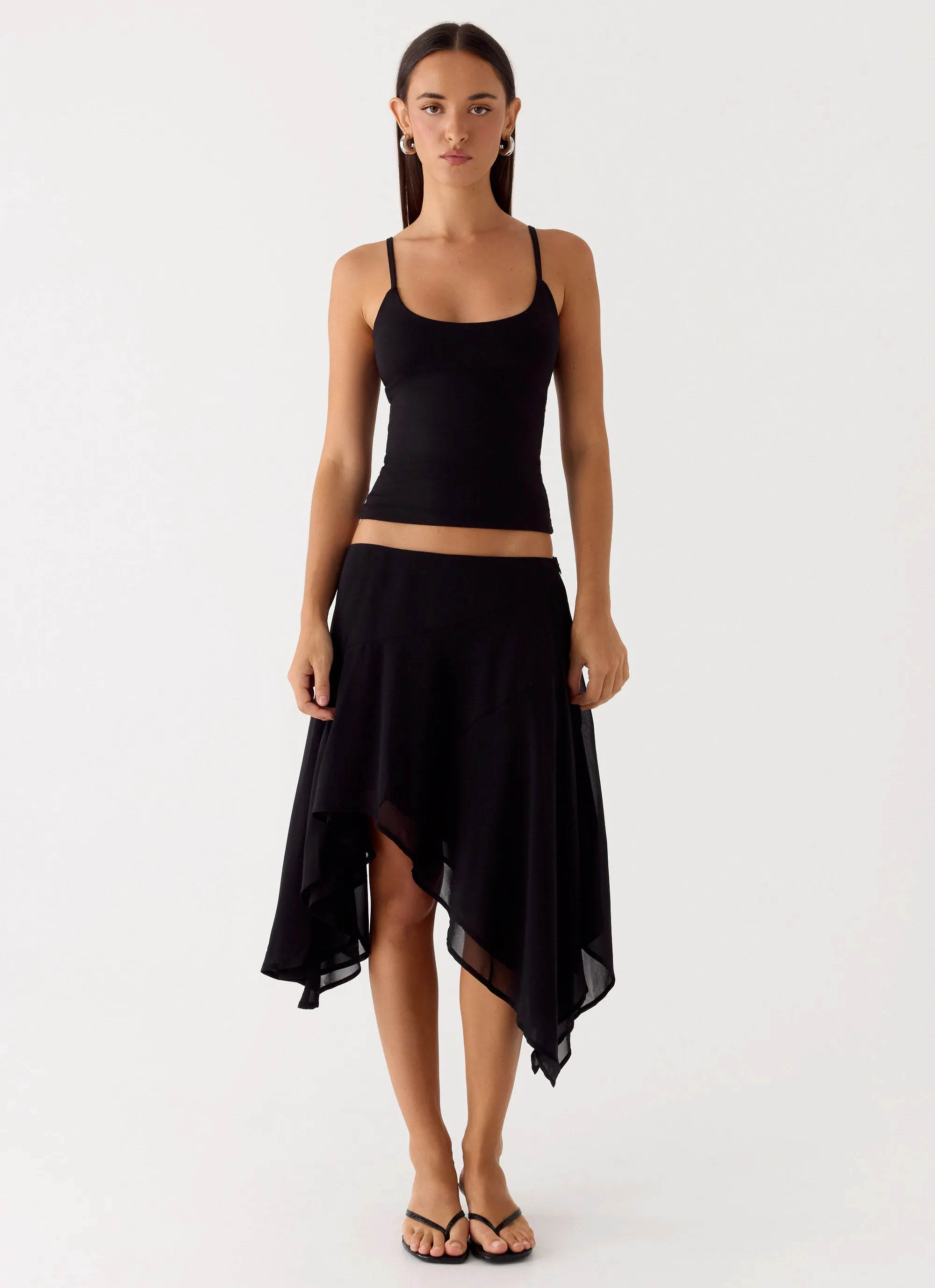 Kia Low Rise Asymmetrical Midi Skirt - Black sold by Peppermayo product image thumbnail 2