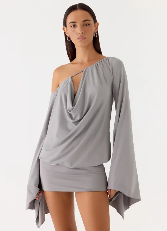 Kyrah Long Sleeve Mini Dress - Misty Blue made by Peppermayo