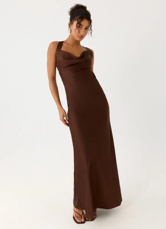 Zandie Maxi Dress - Chocolate Torte sold by Peppermayo