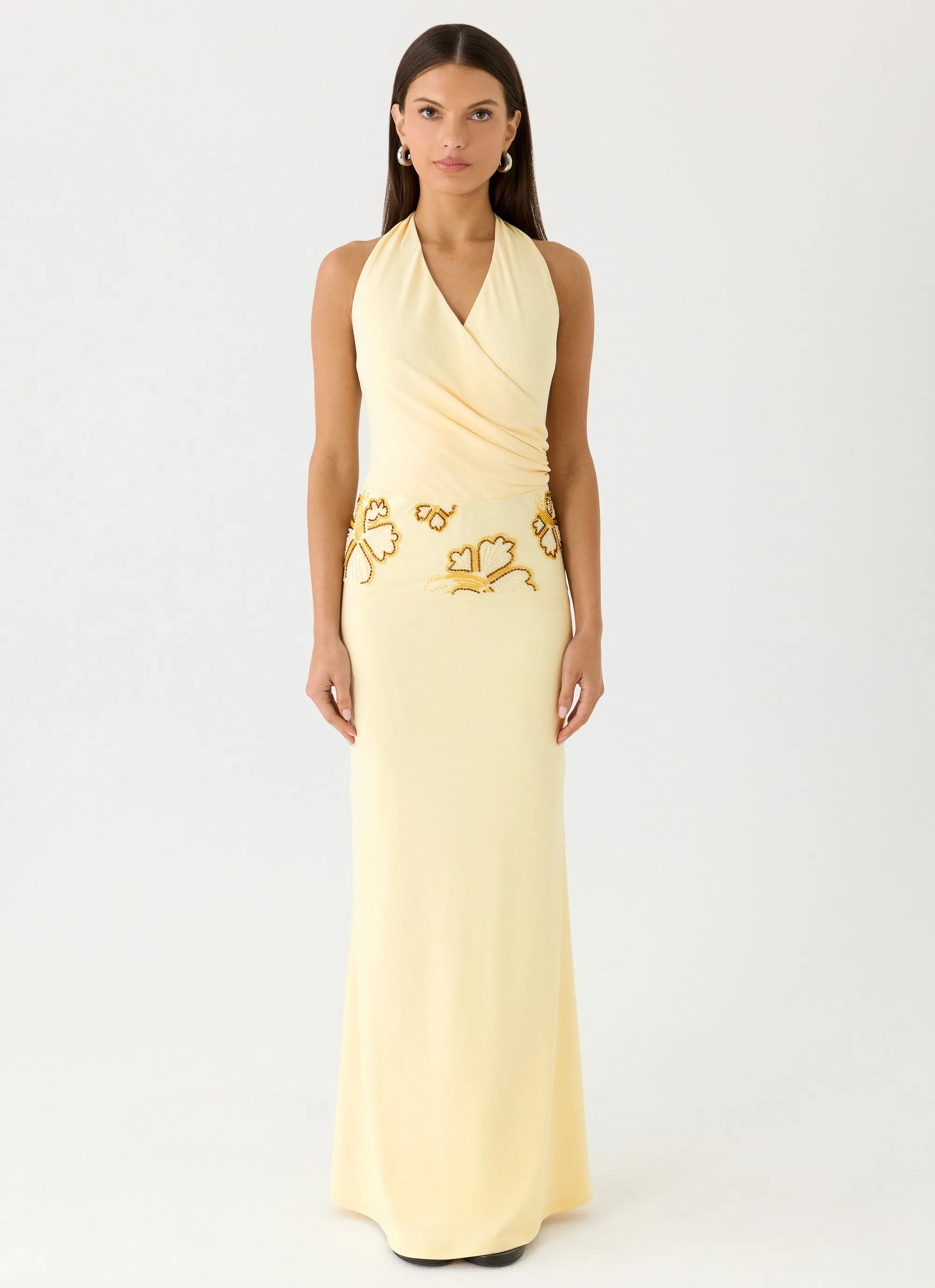Sandrine Beaded Maxi Dress - Yellow sold by Peppermayo