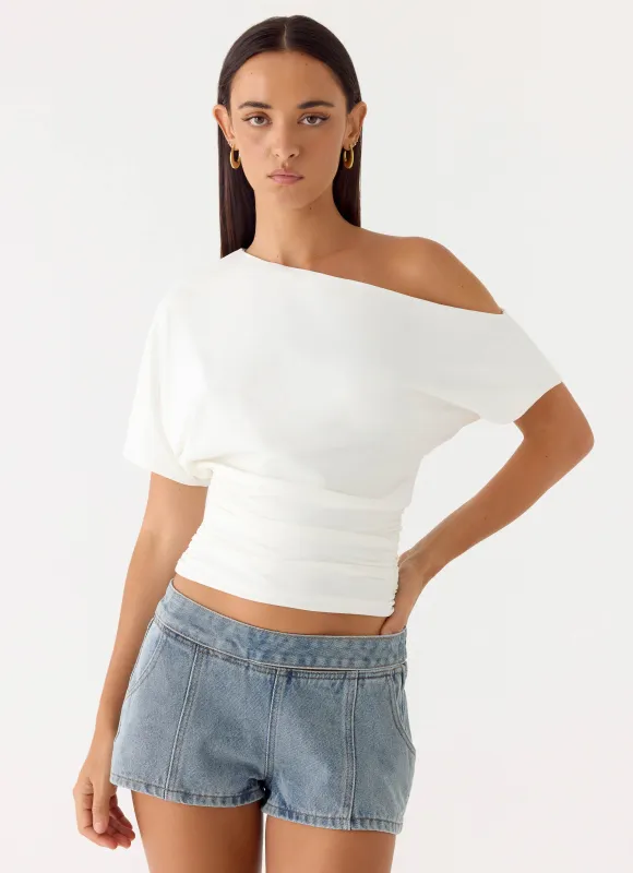 Janni Off Shoulder Top - White made by Peppermayo