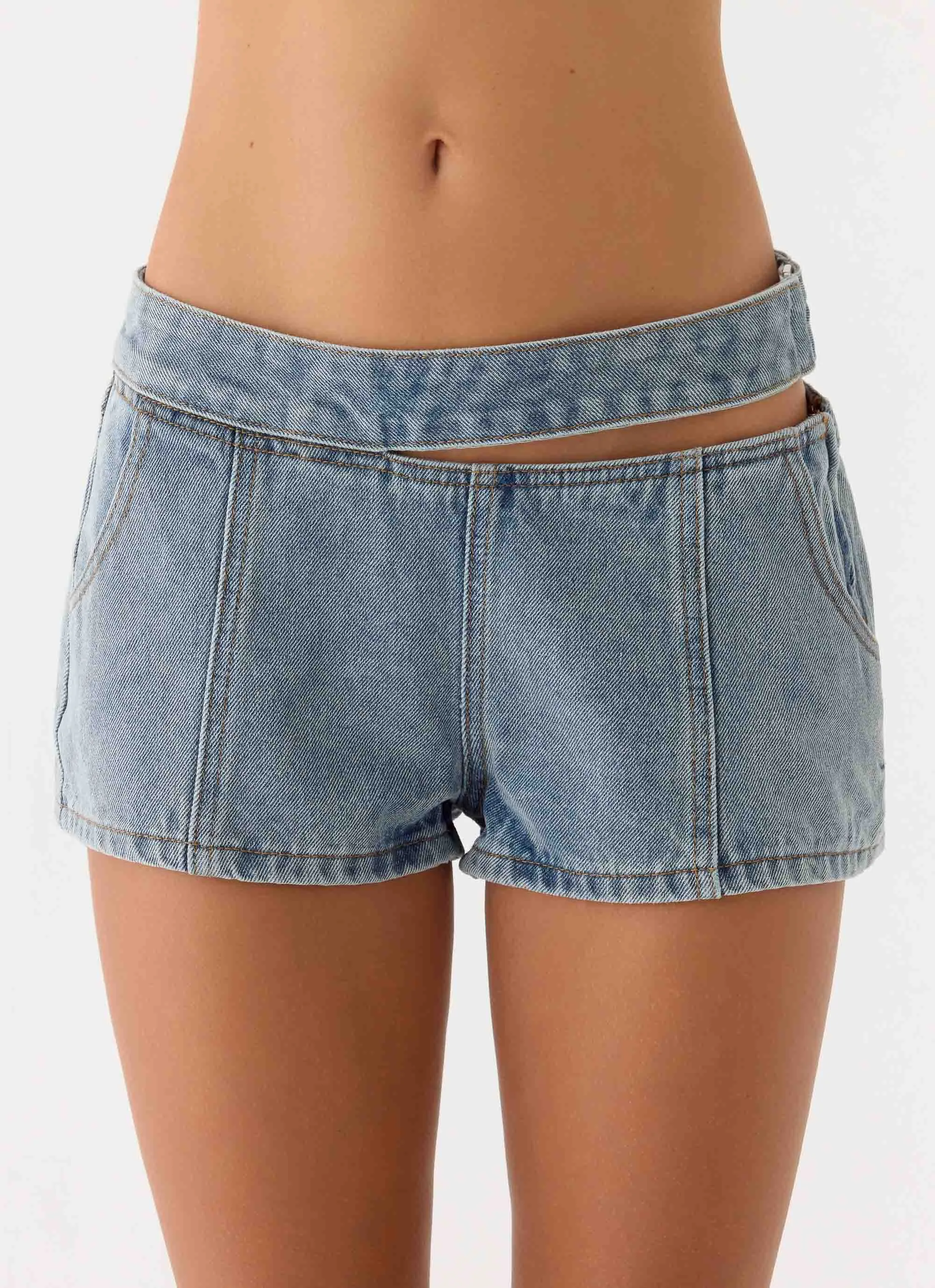 Hadleigh Denim Mini Shorts - Light Denim sold by Peppermayo product image thumbnail 5