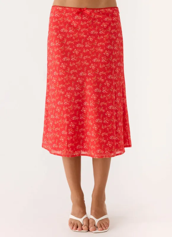 Calia Midi Skirt - Magenta Red Rose made by Peppermayo