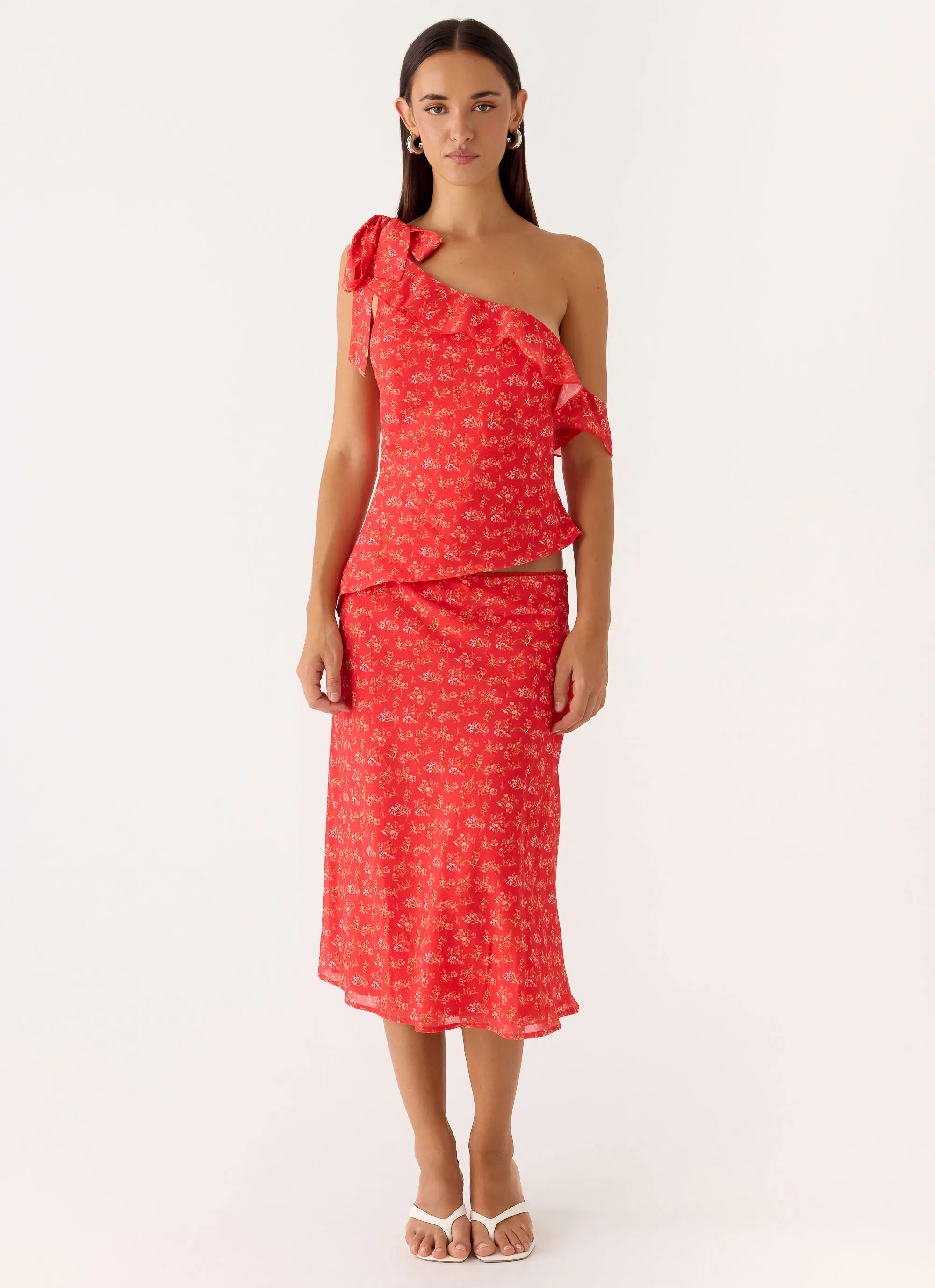 Calia Midi Skirt - Magenta Red Rose sold by Peppermayo product image thumbnail 2