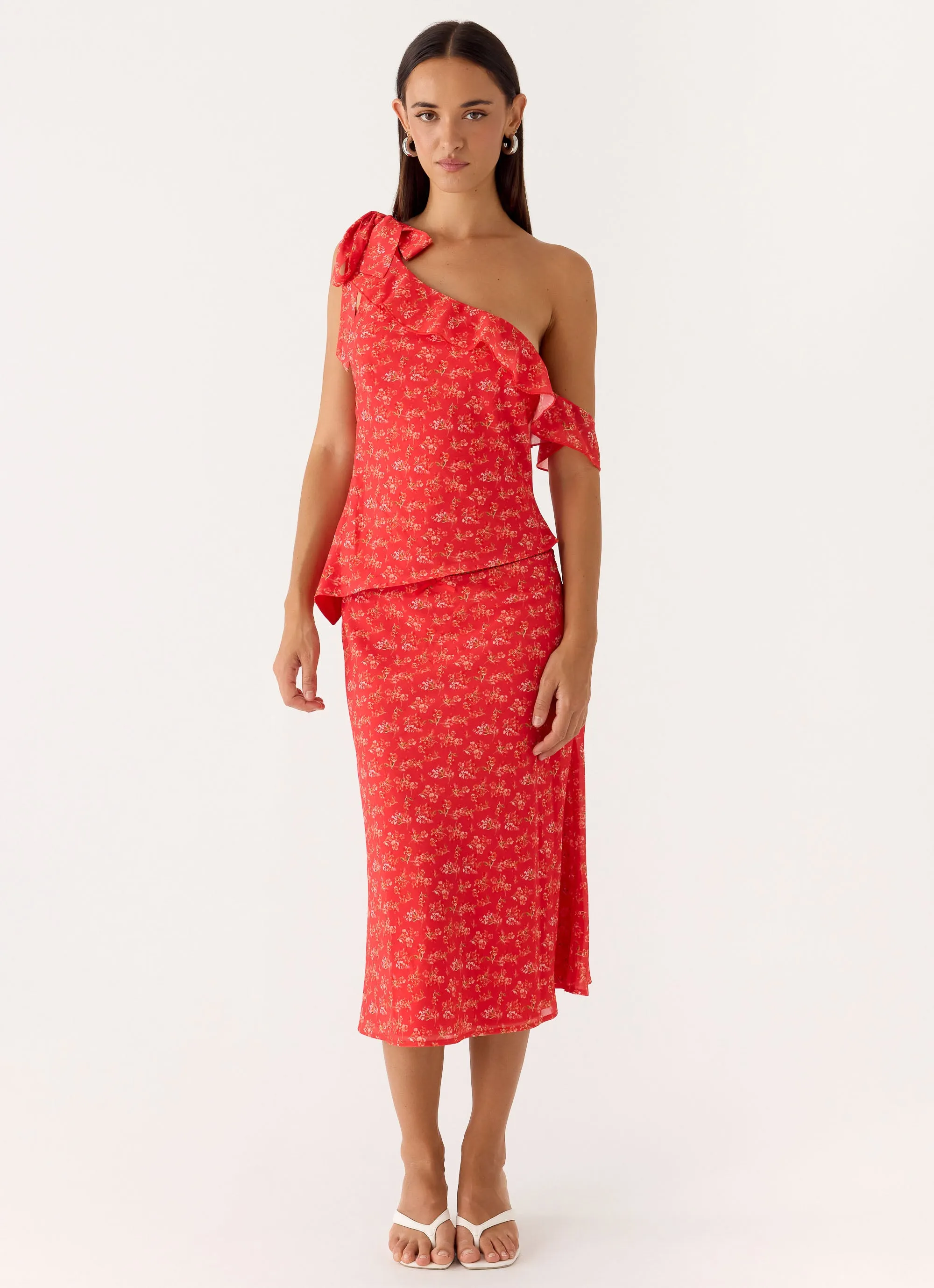 Calia Midi Skirt - Magenta Red Rose sold by Peppermayo product image thumbnail 5