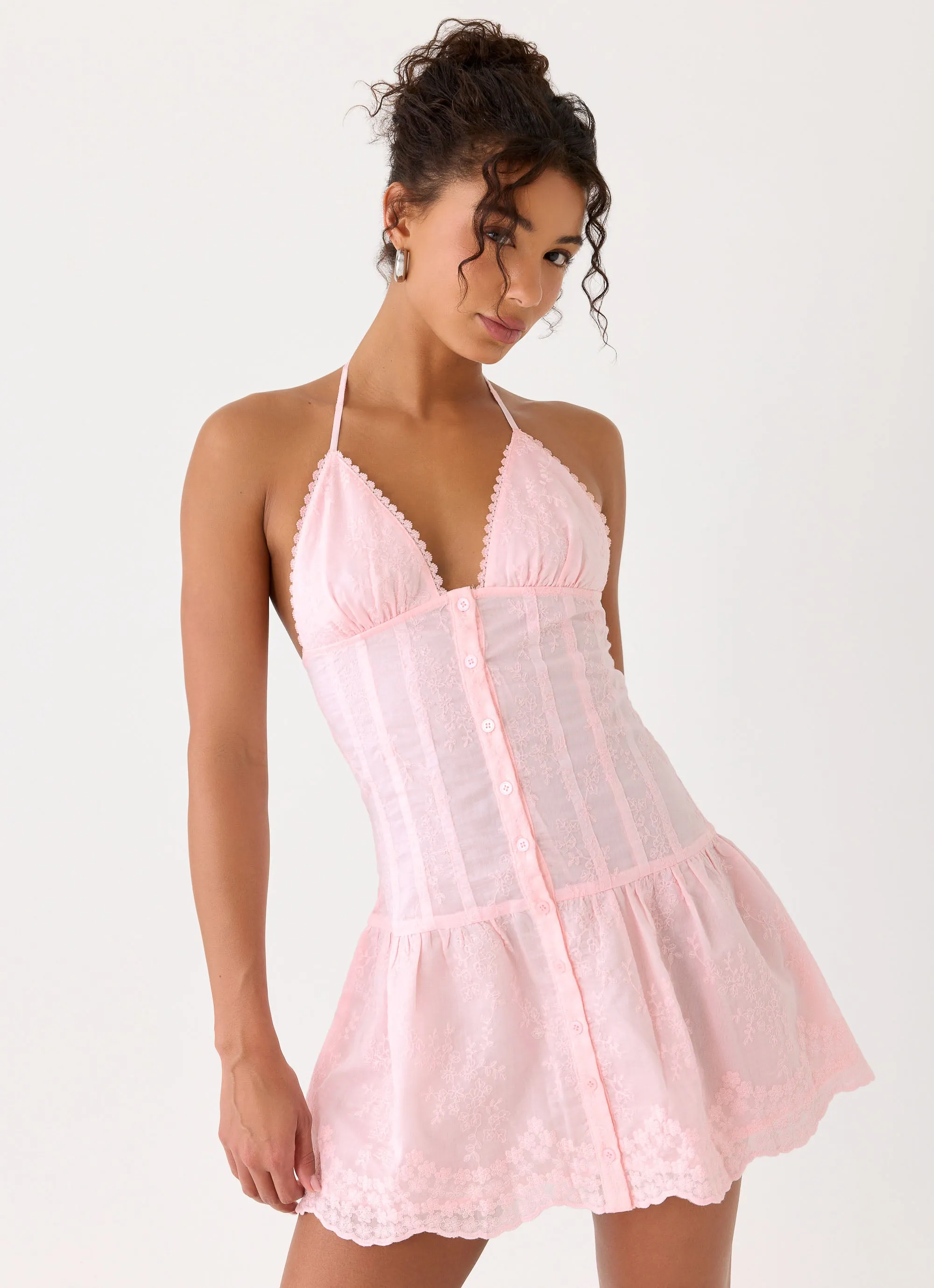 Non Stop Halter Mini Dress - Pink sold by Peppermayo