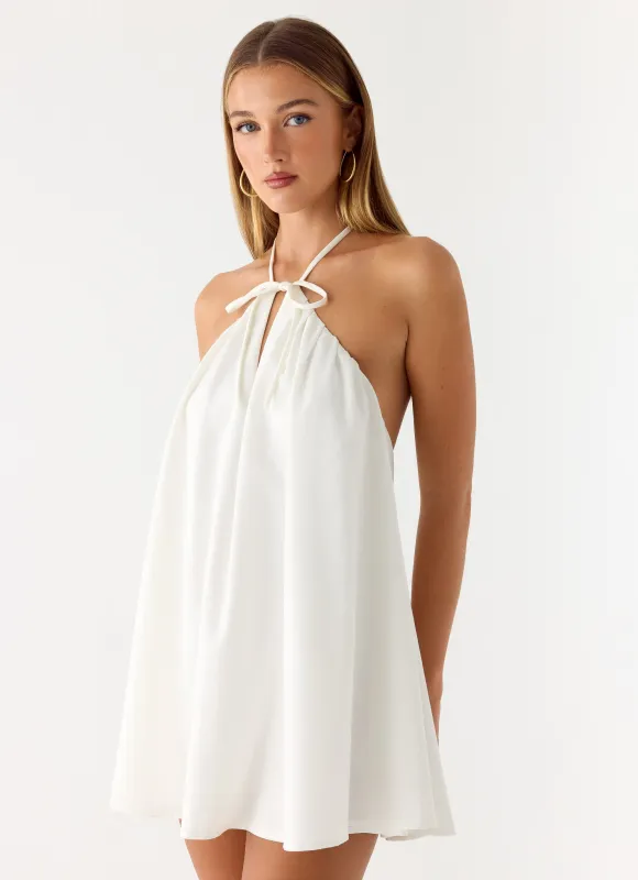 Soft Breeze Linen Mini Dress - White sold by Peppermayo