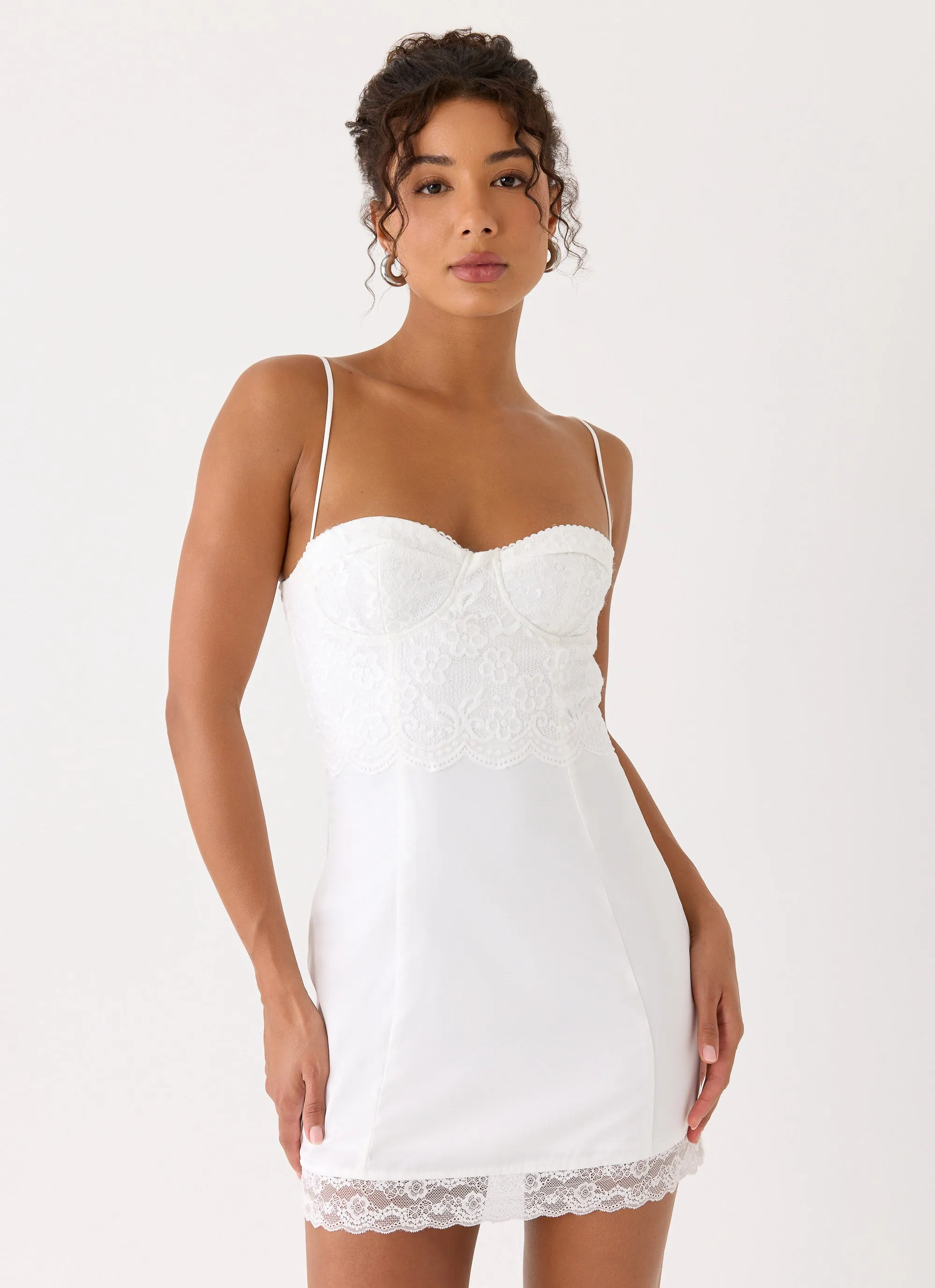 Aloura Lace Mini Dress - White sold by Peppermayo