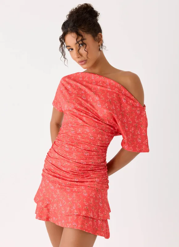 Antonie Mini Dress - Magenta Red Rose sold by Peppermayo