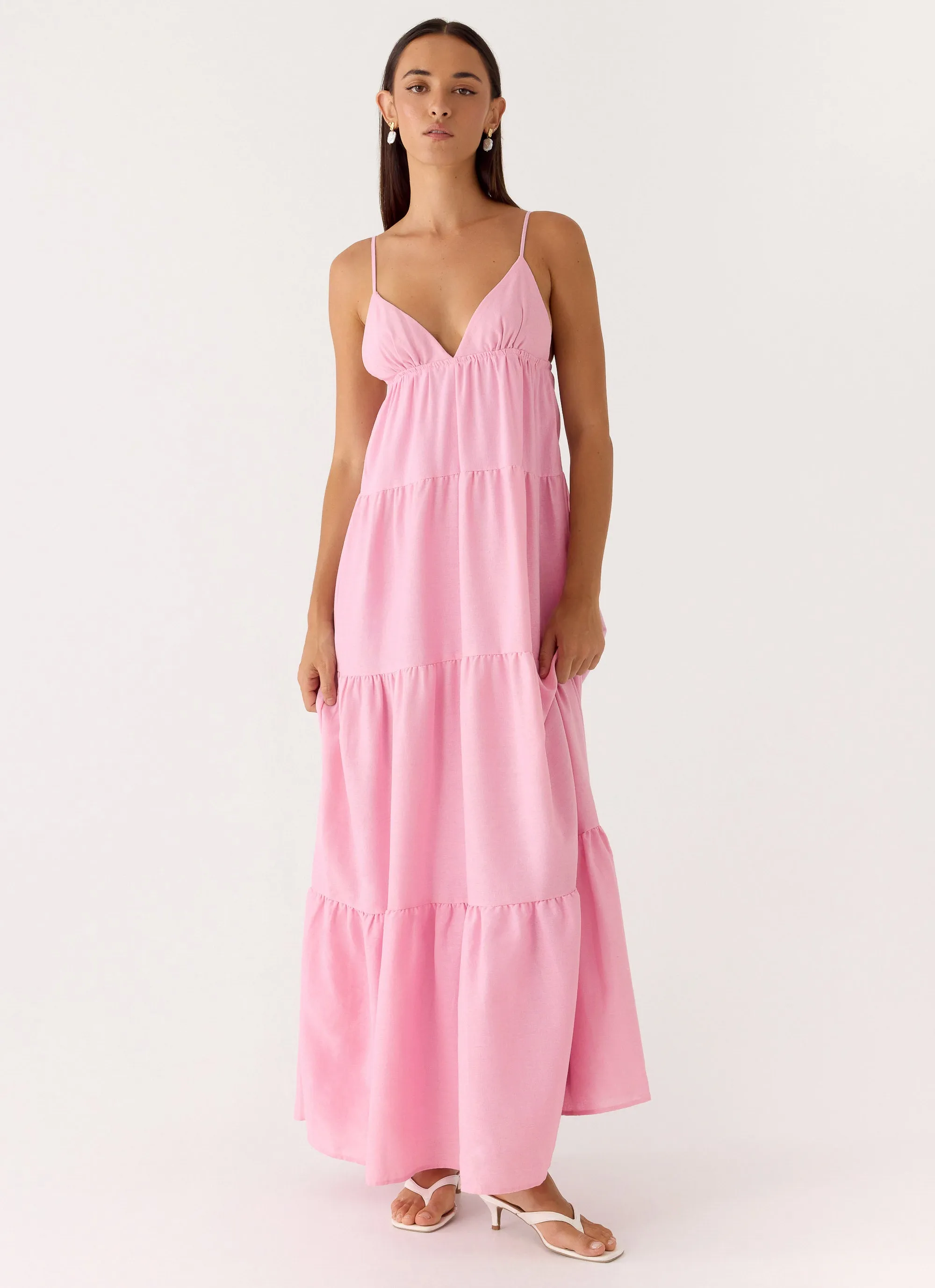 Lotty Linen Maxi Dress - Pink sold by Peppermayo