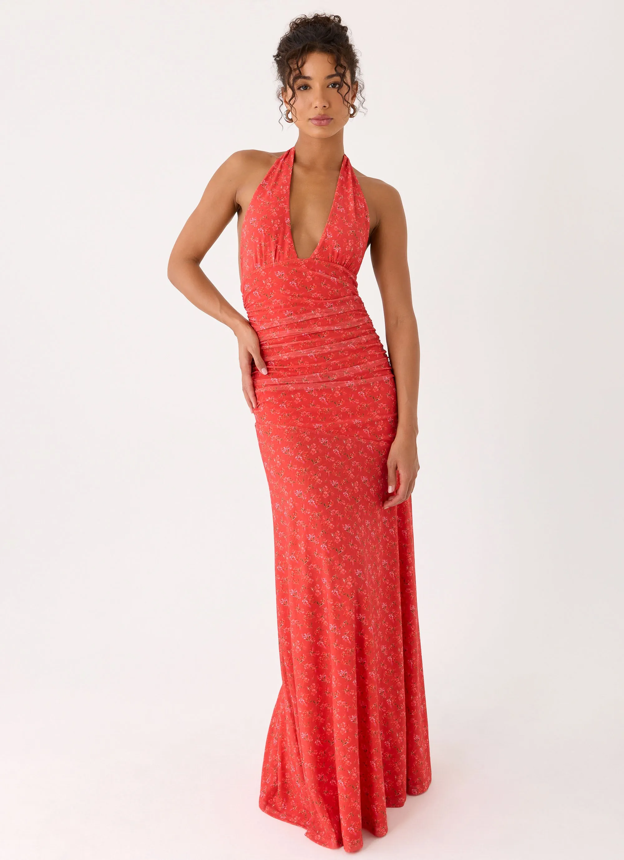 Esme Maxi Dress - Magenta Red Rose sold by Peppermayo