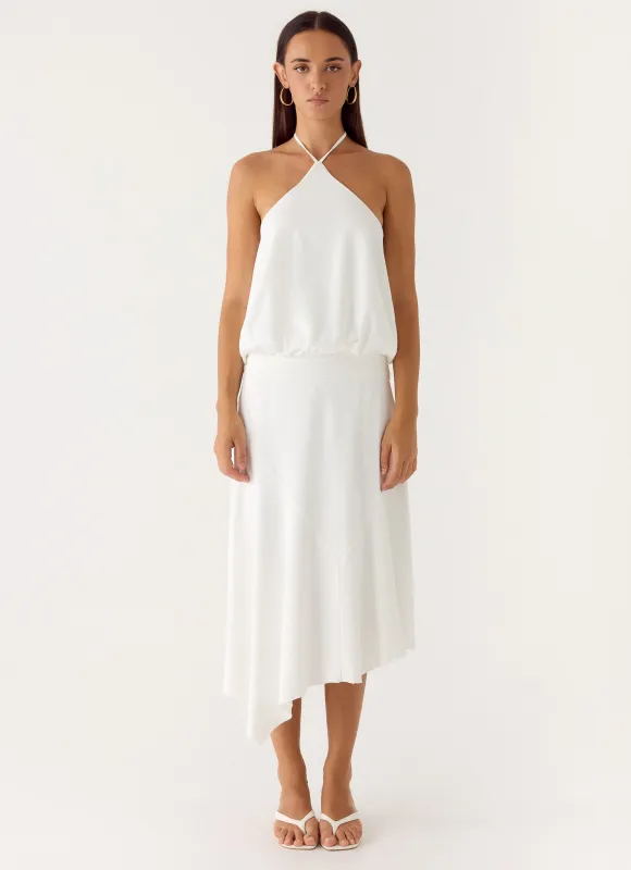To The Girls Midi Dress - White made by Peppermayo
