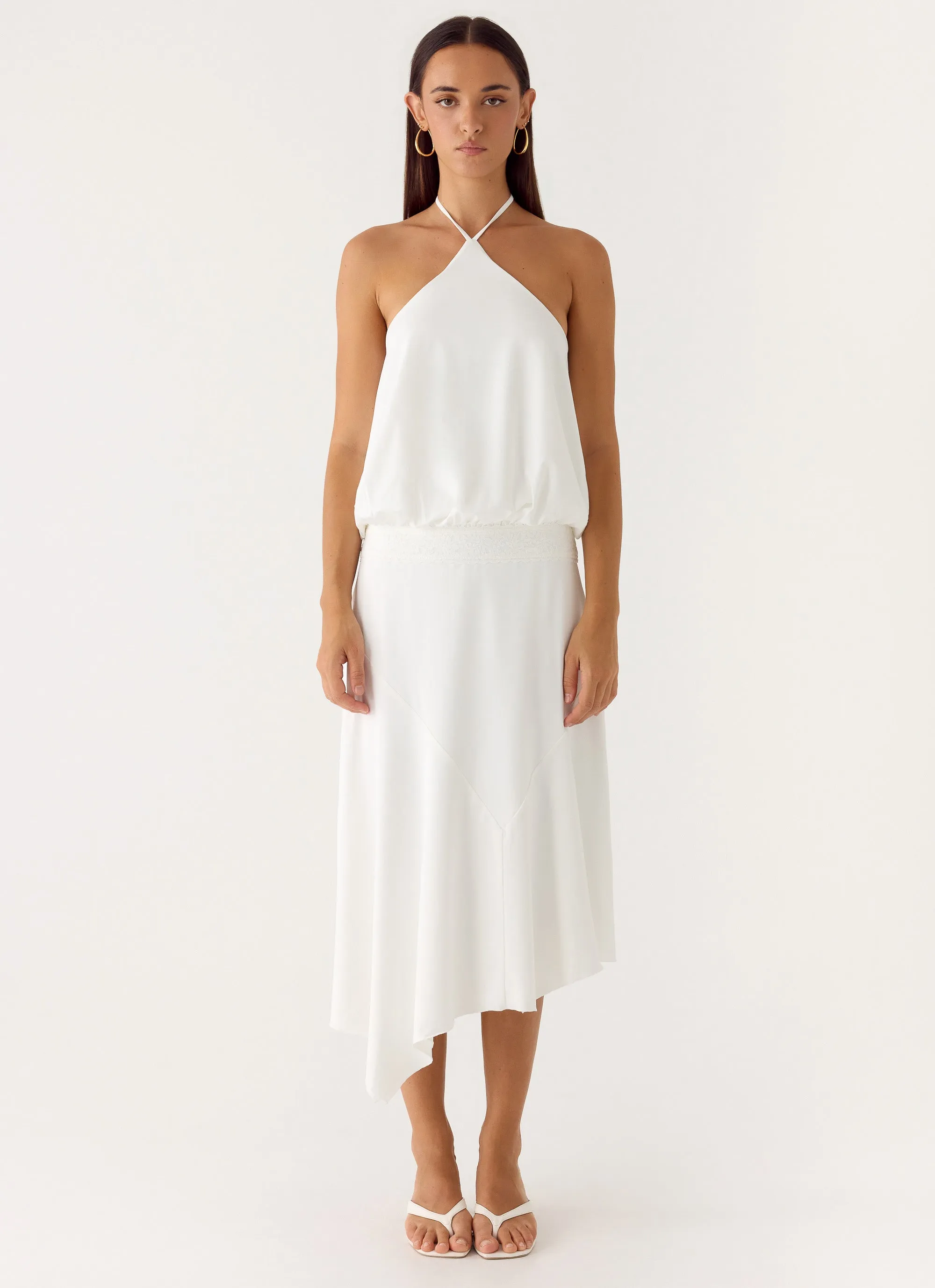 To The Girls Midi Dress - White sold by Peppermayo