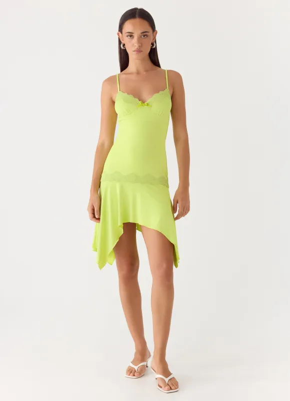Queen Card Mini Dress - Lime sold by Peppermayo