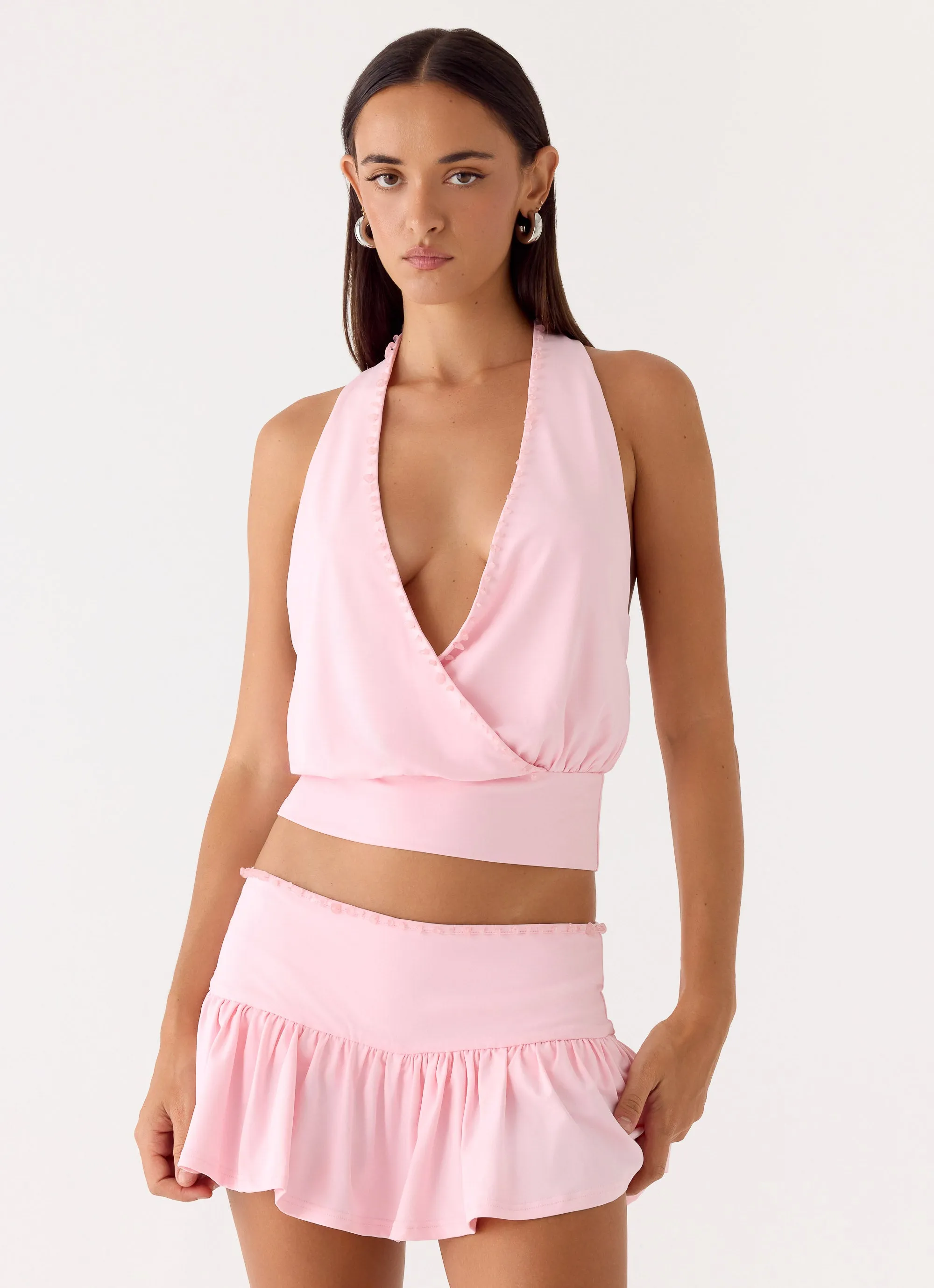 Pinki Beaded Halter Top - Pink sold by Peppermayo product image thumbnail 5