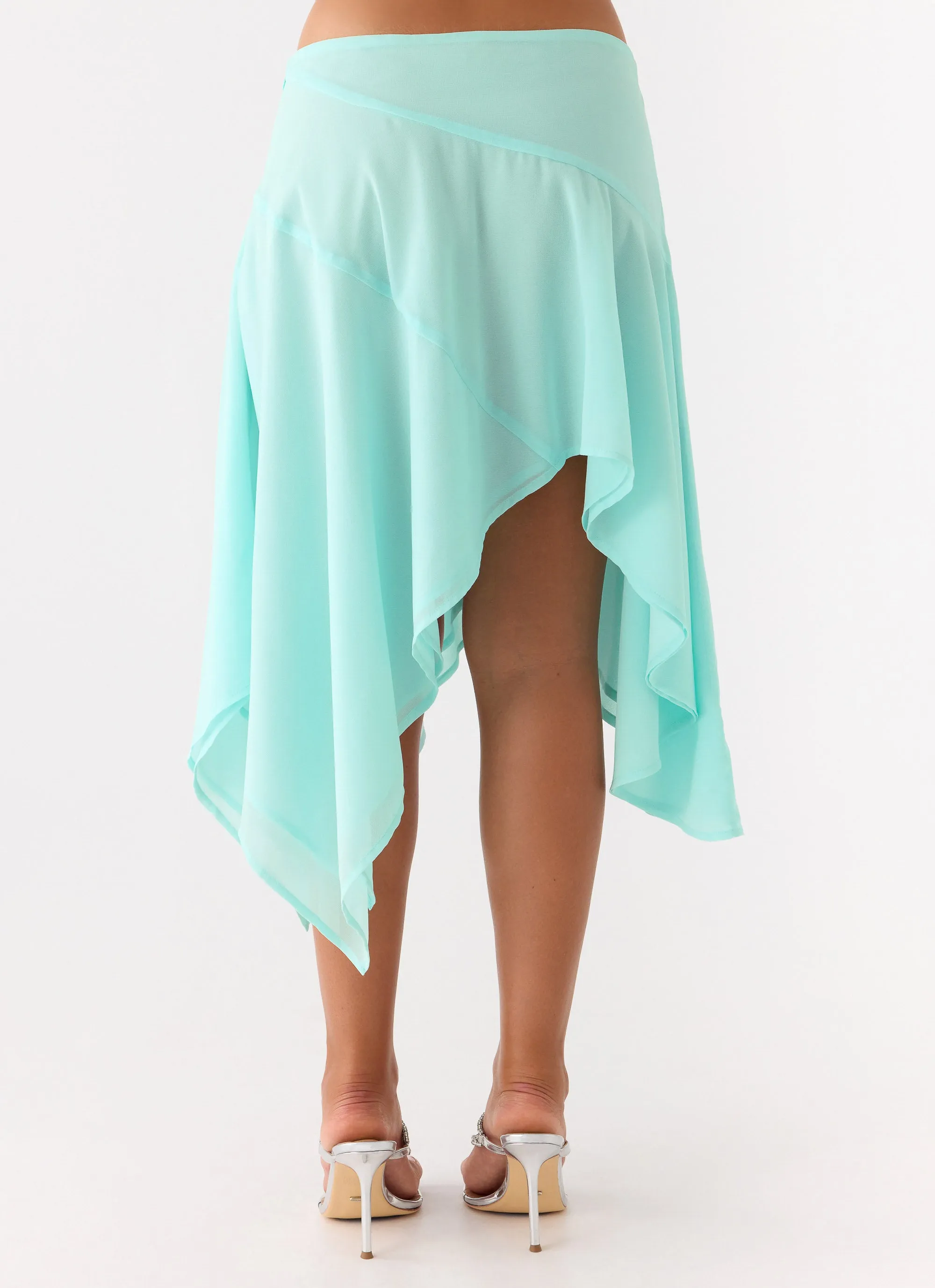 Kia Low Rise Asymmetrical Midi Skirt - Aqua sold by Peppermayo product image thumbnail 4